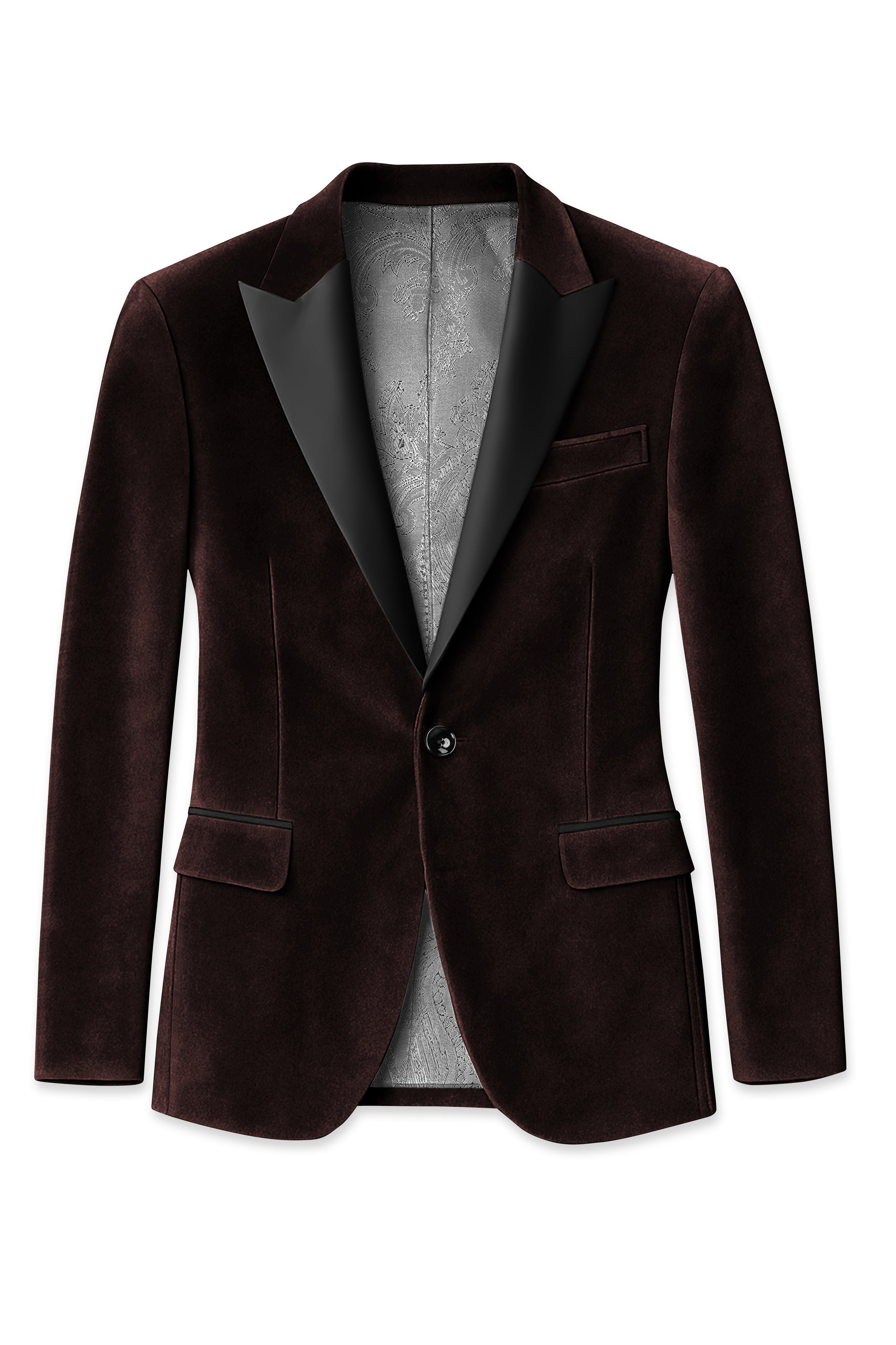 Imperial-Acadia Brown Velvet Peak Lapel Tuxedo Blazer
