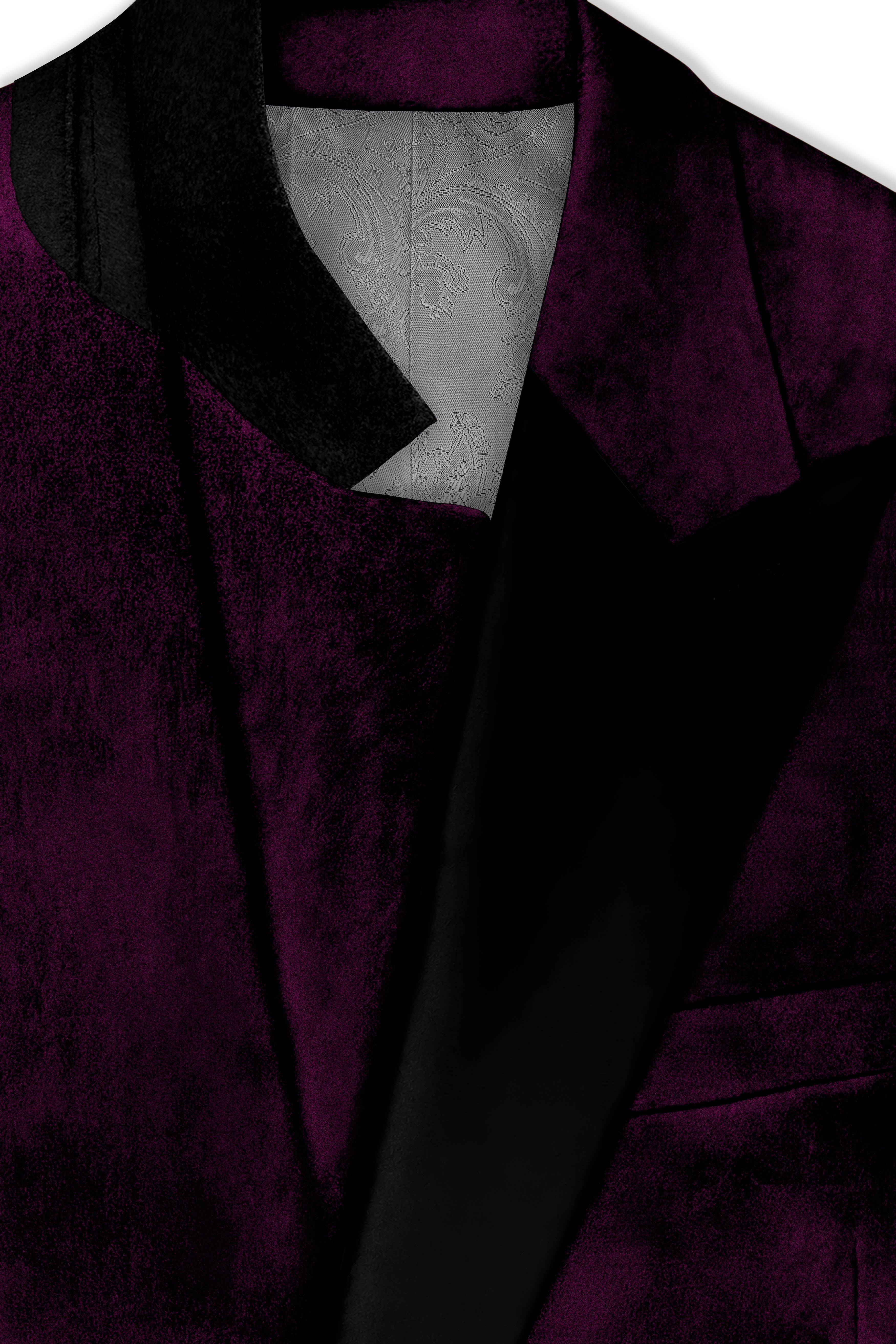 Merlot-Asphalt Wine Purple Velvet Peak Lapel Tuxedo Blazer