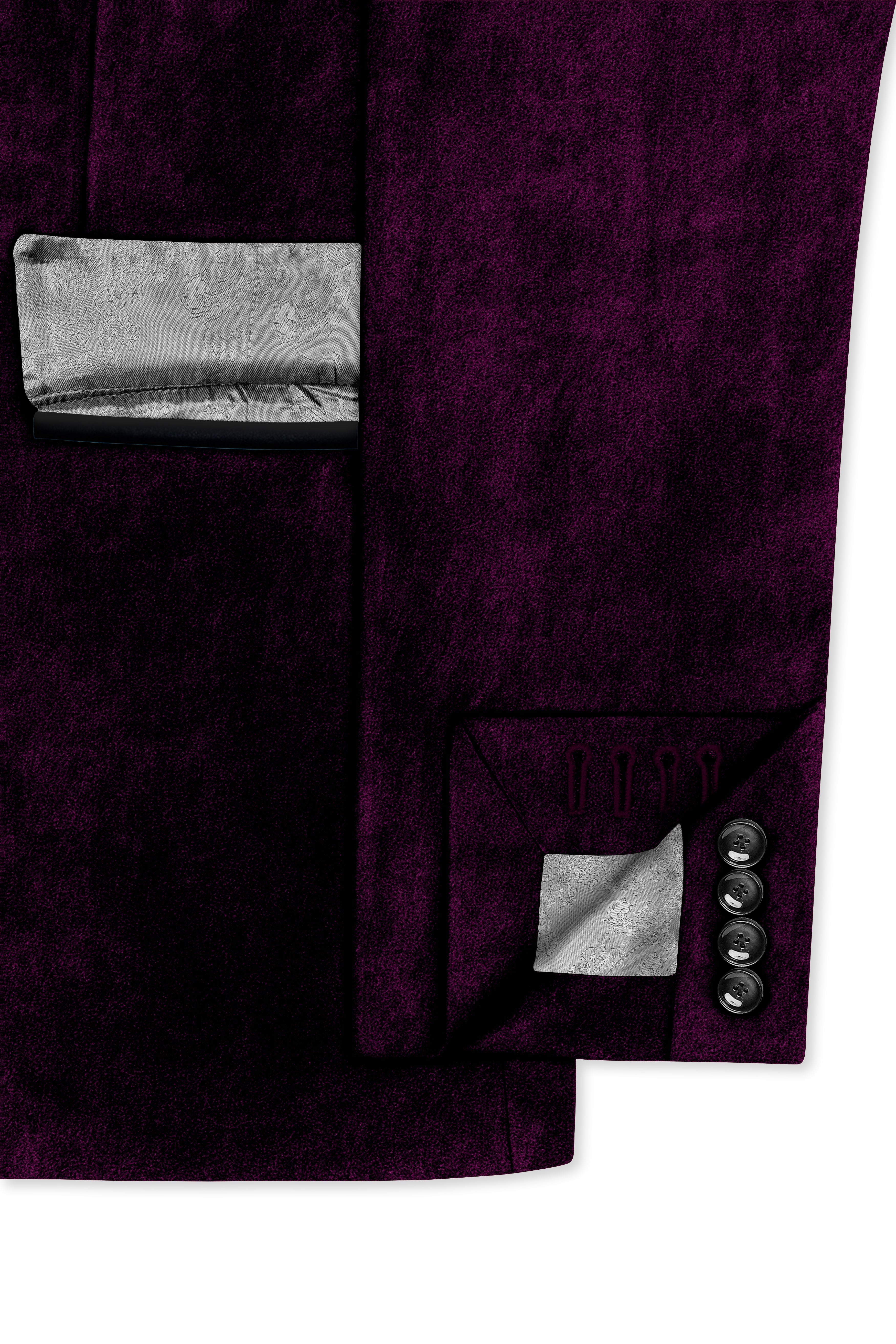 Merlot-Asphalt Wine Purple Velvet Peak Lapel Tuxedo Blazer