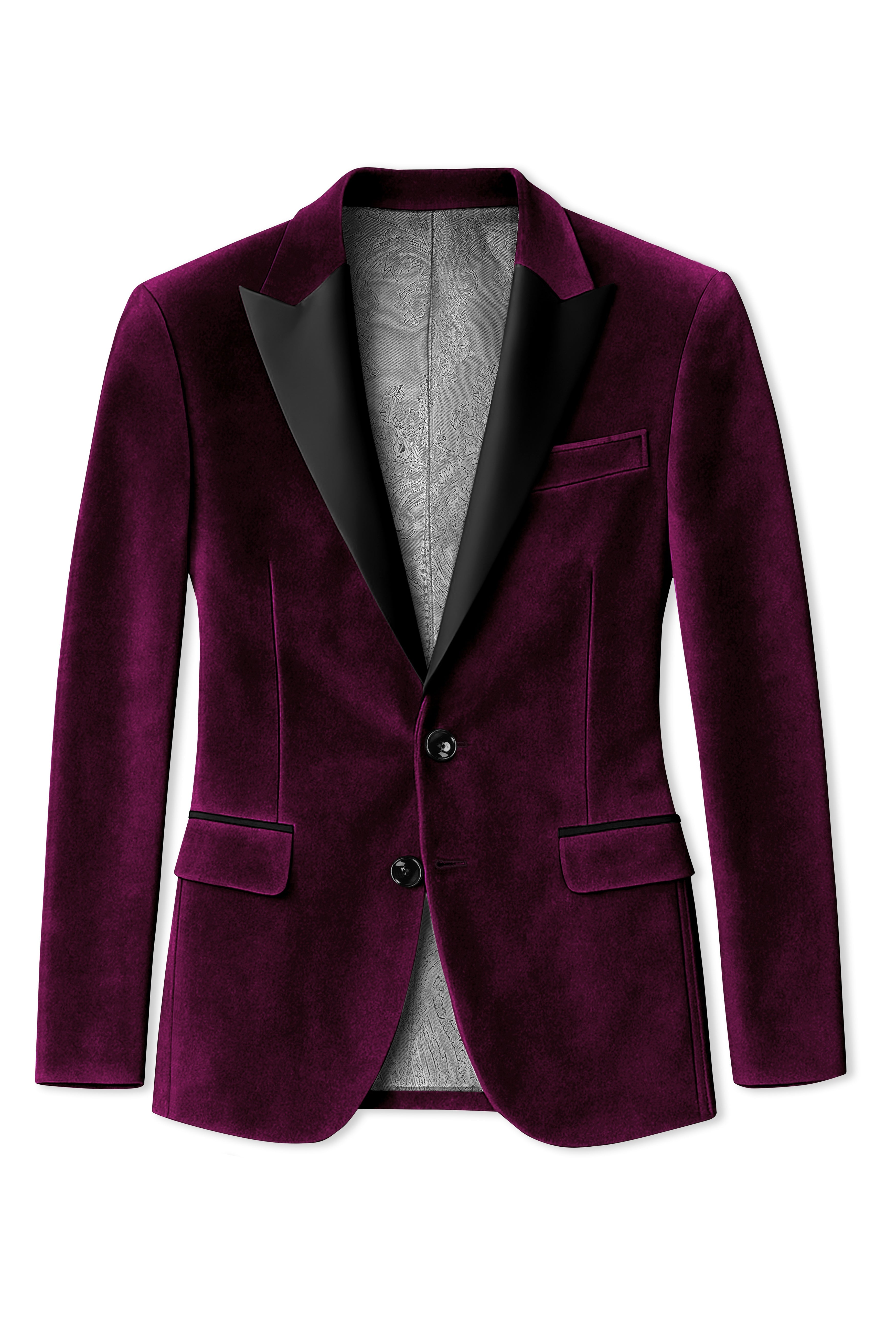 Corale-Tamarind Pink Velvet Peak Lapel Tuxedo Blazer