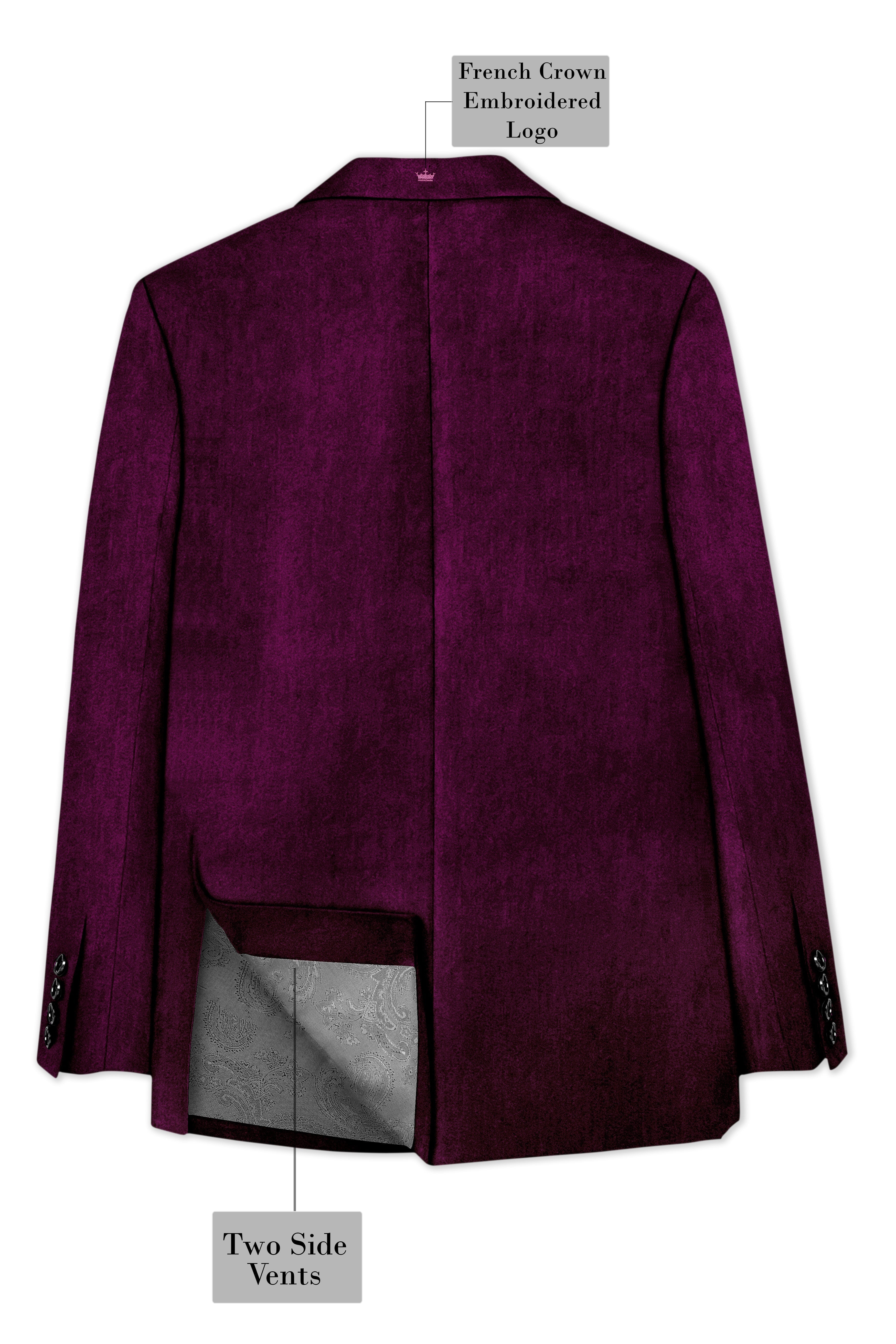 Corale-Tamarind Pink Velvet Peak Lapel Tuxedo Blazer