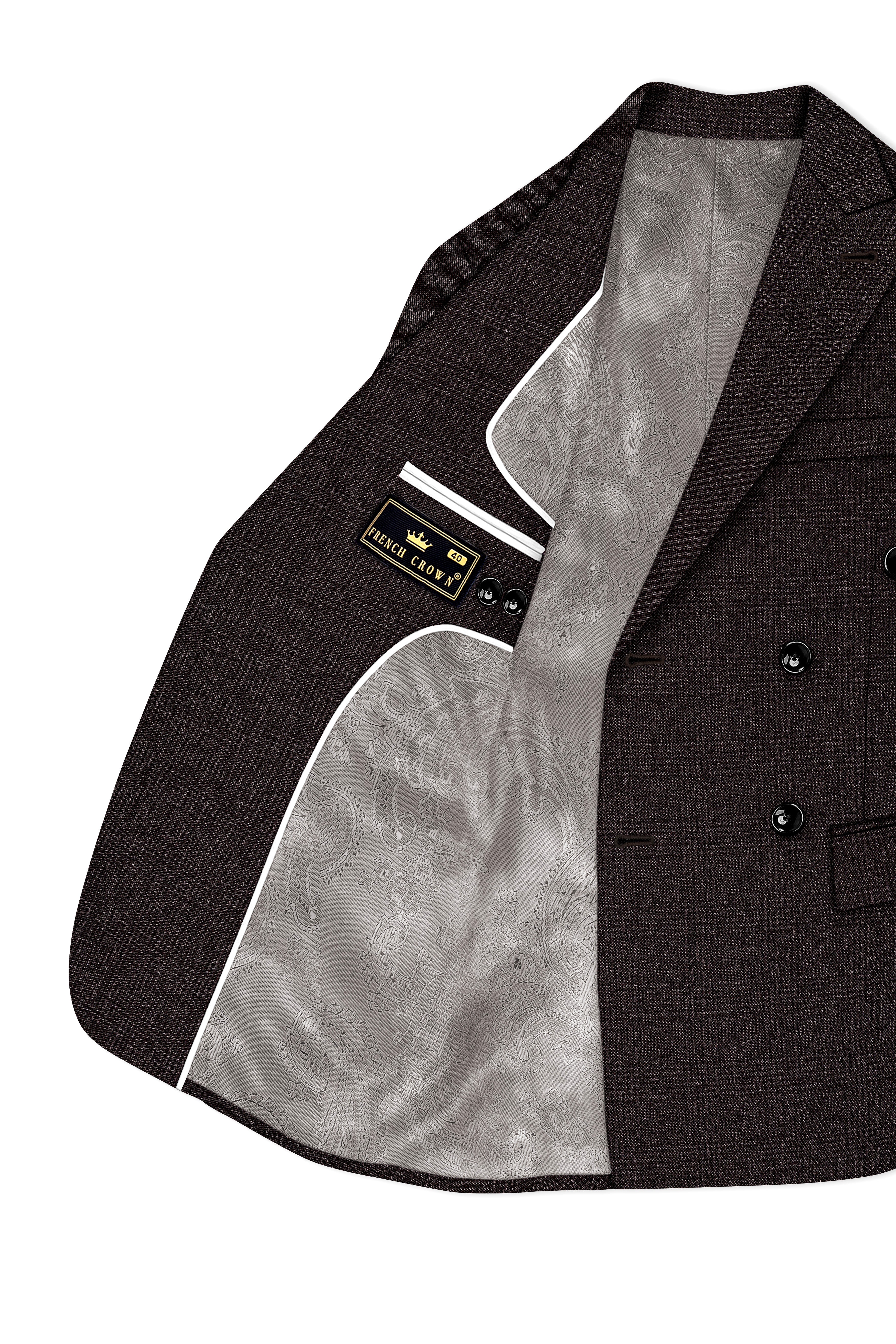 Bruno-Chicago Brown Wales Plaid Tweed Double Breasted Blazers