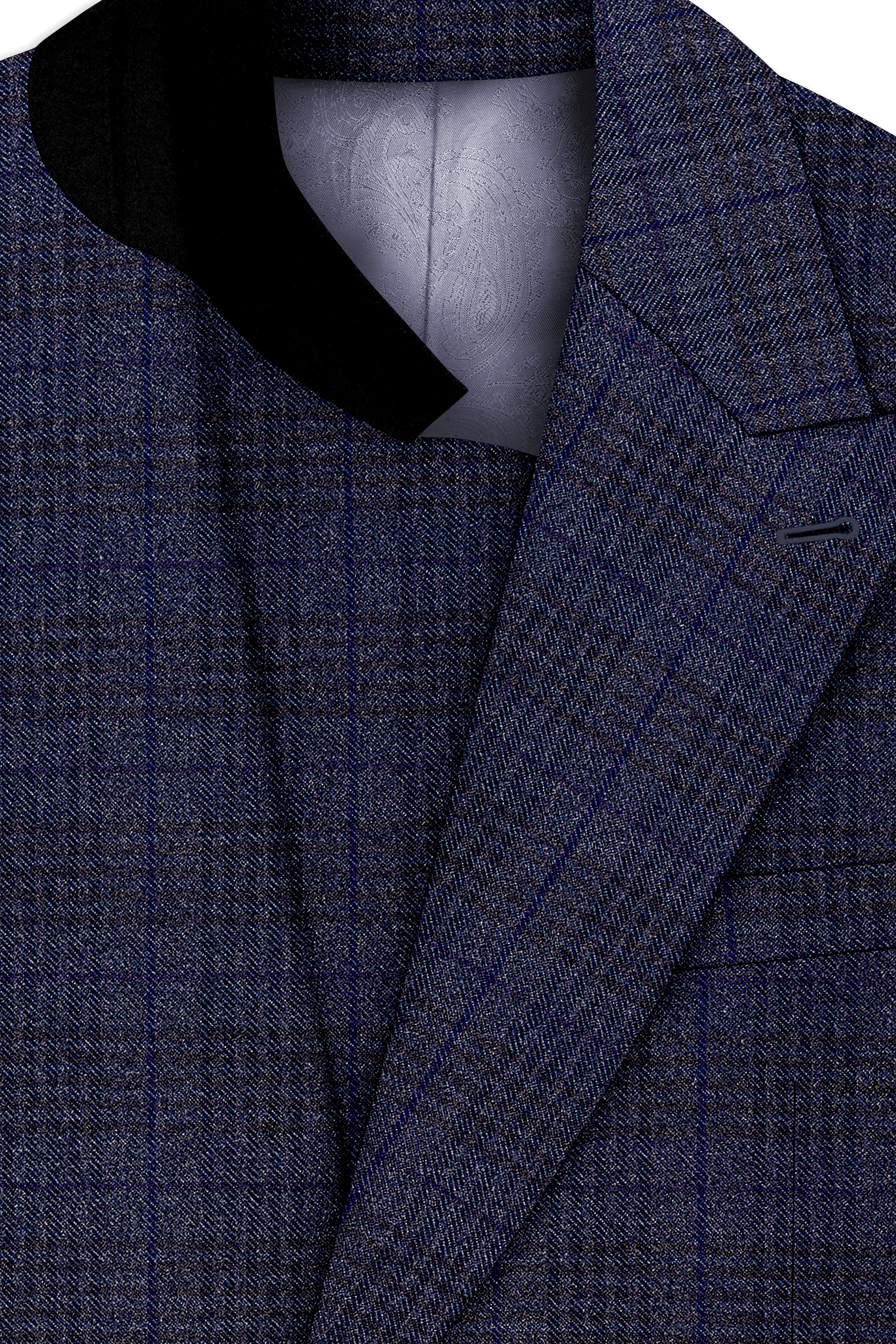 Horizon-Martinique Blue windowpane Tweed Double Breasted Blazers