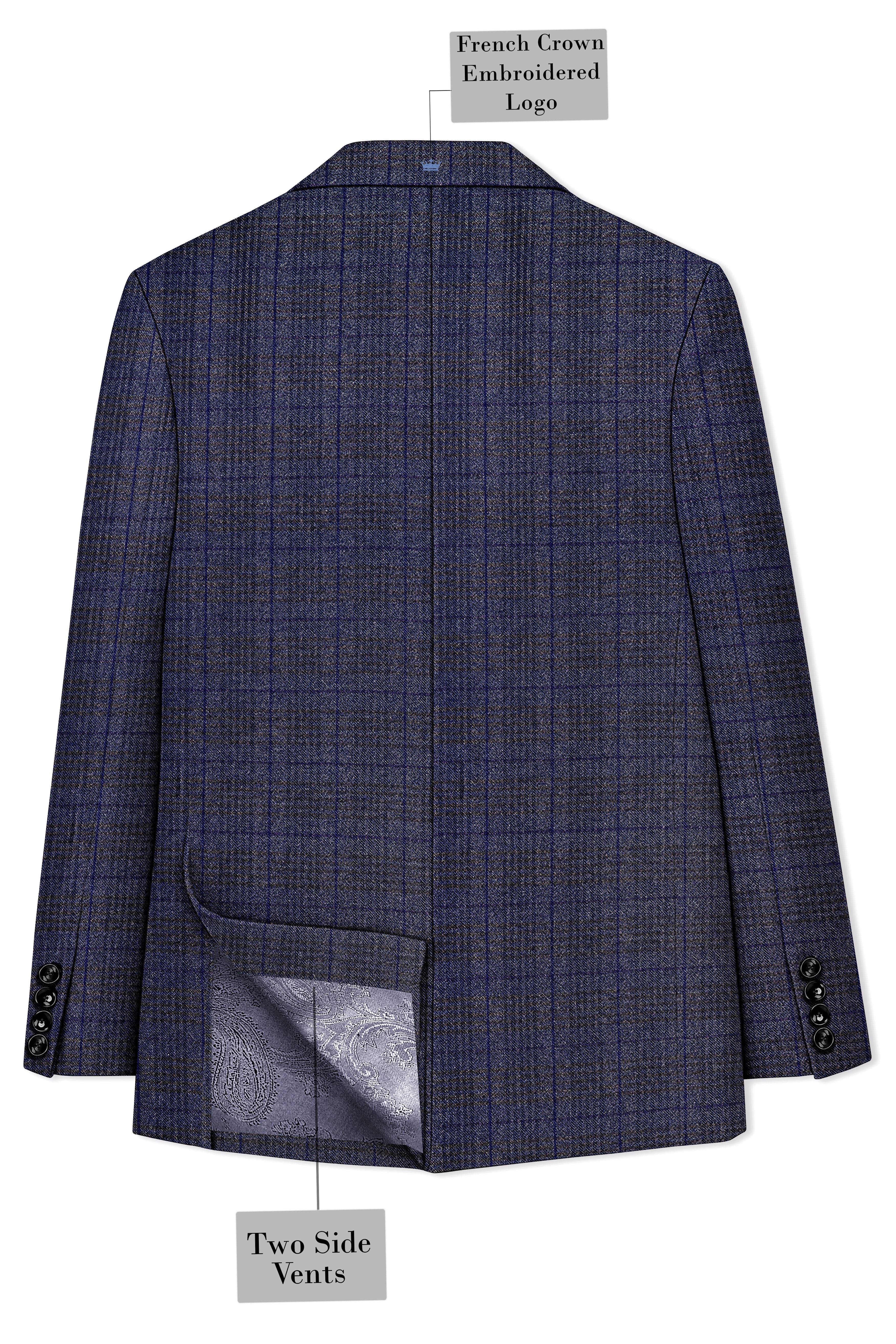 Horizon-Martinique Blue windowpane Tweed Double Breasted Blazers