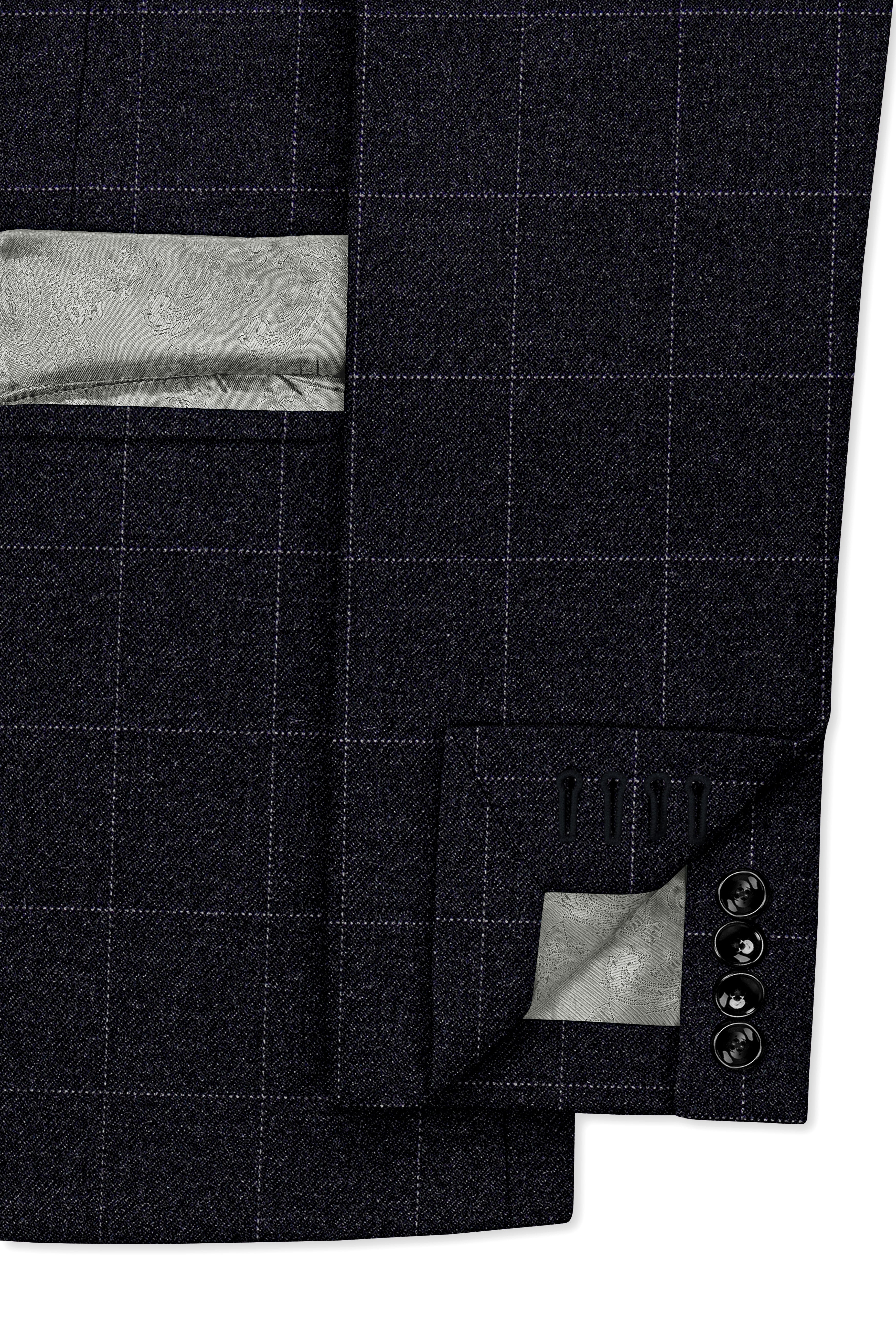 Fenrir-Shark Gray windowpane Tweed Double Breasted Blazers