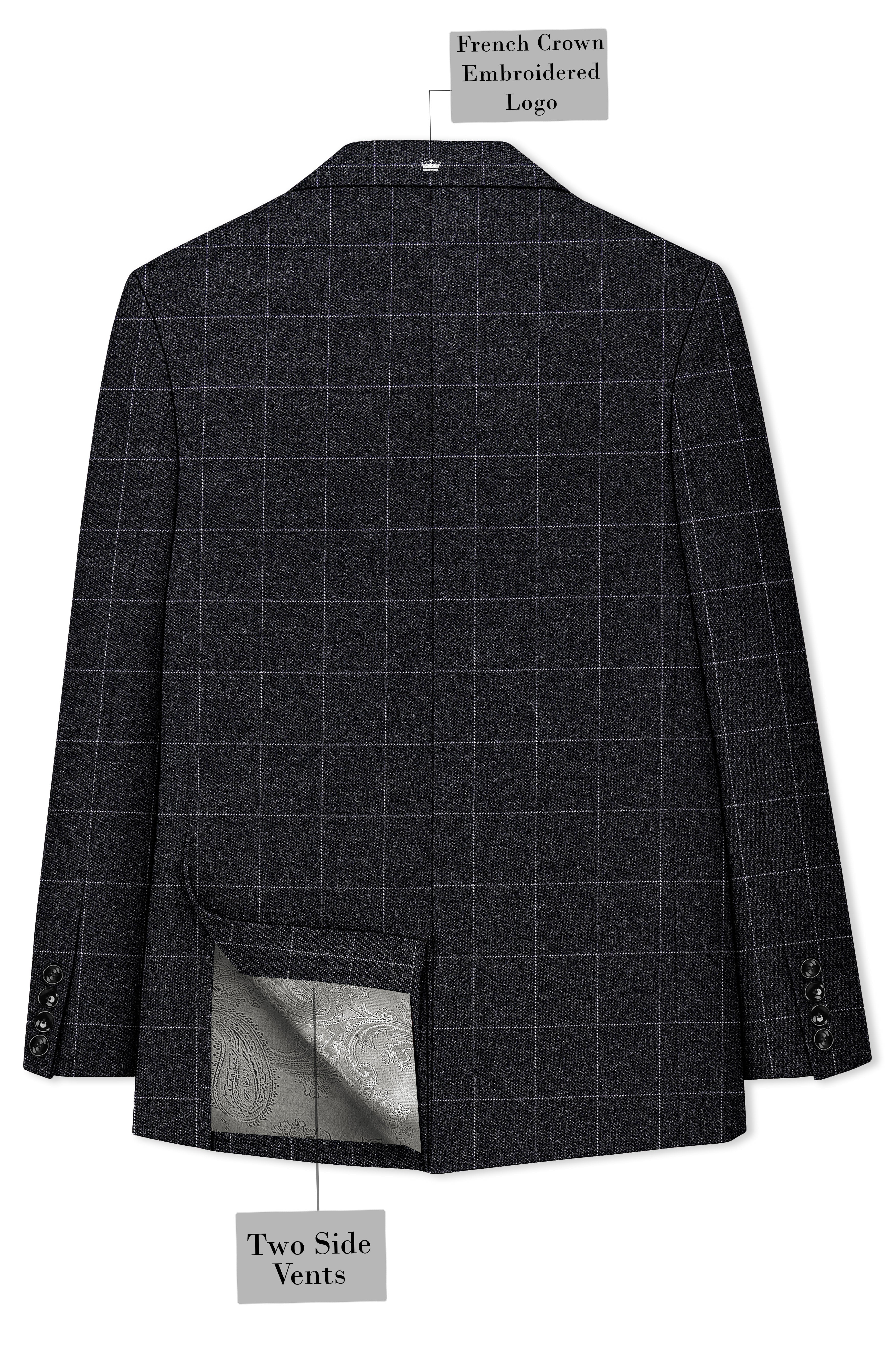 Fenrir-Shark Gray windowpane Tweed Double Breasted Blazers