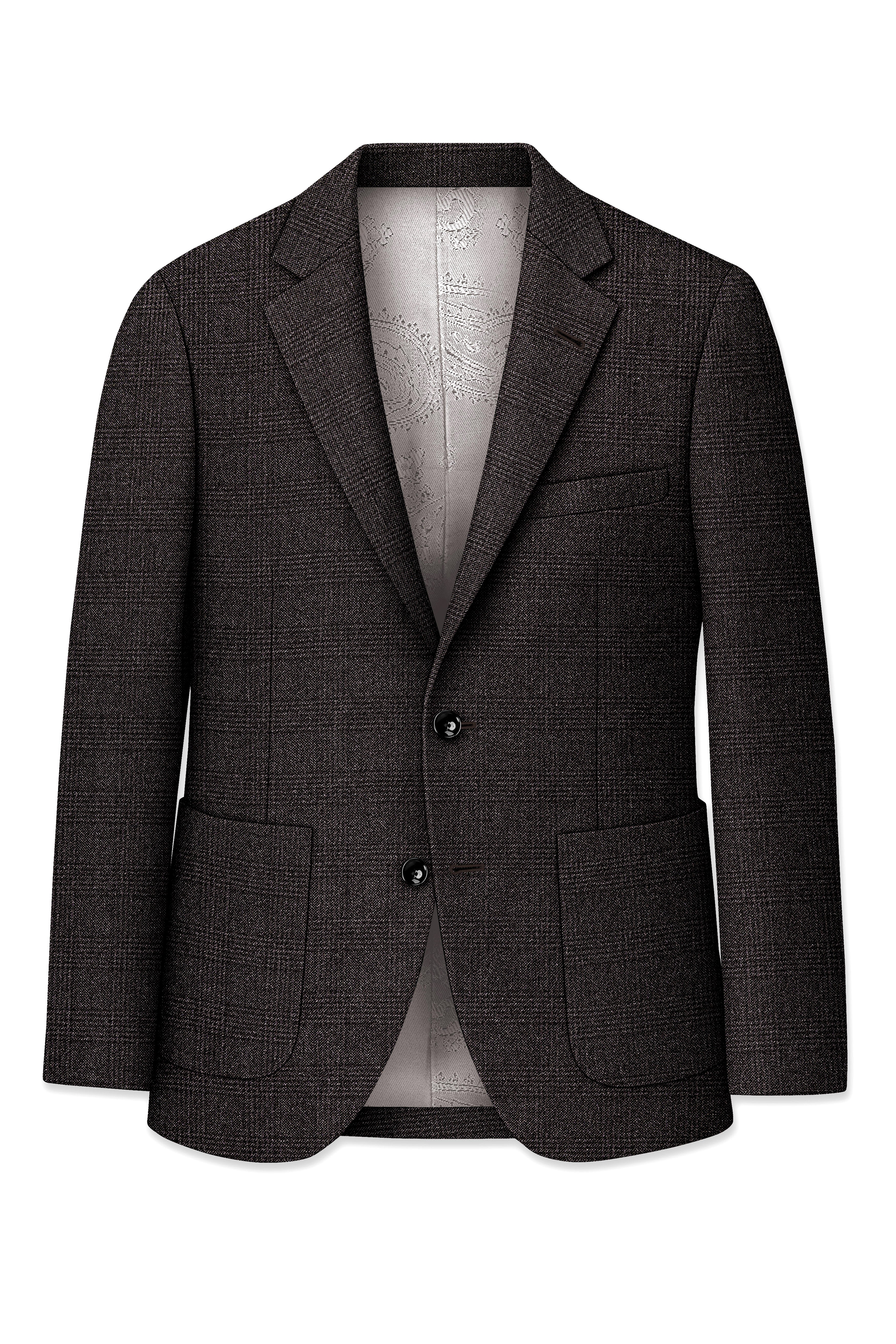 Bruno-Chicago Brown Wales Plaid Tweed Single Breasted Sports Blazers