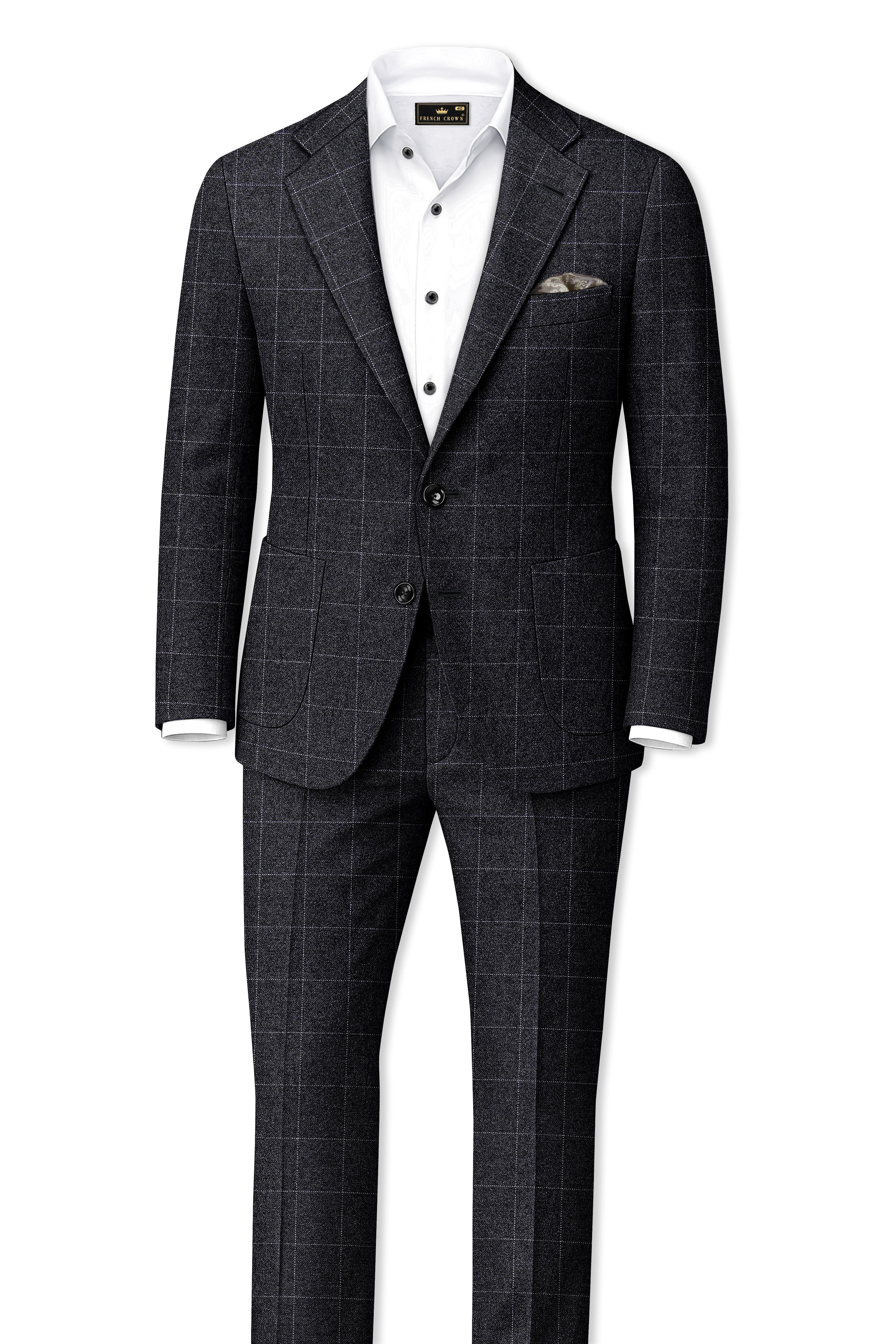 Fenrir-Shark Gray windowpane Tweed Single Breasted Sports Blazers