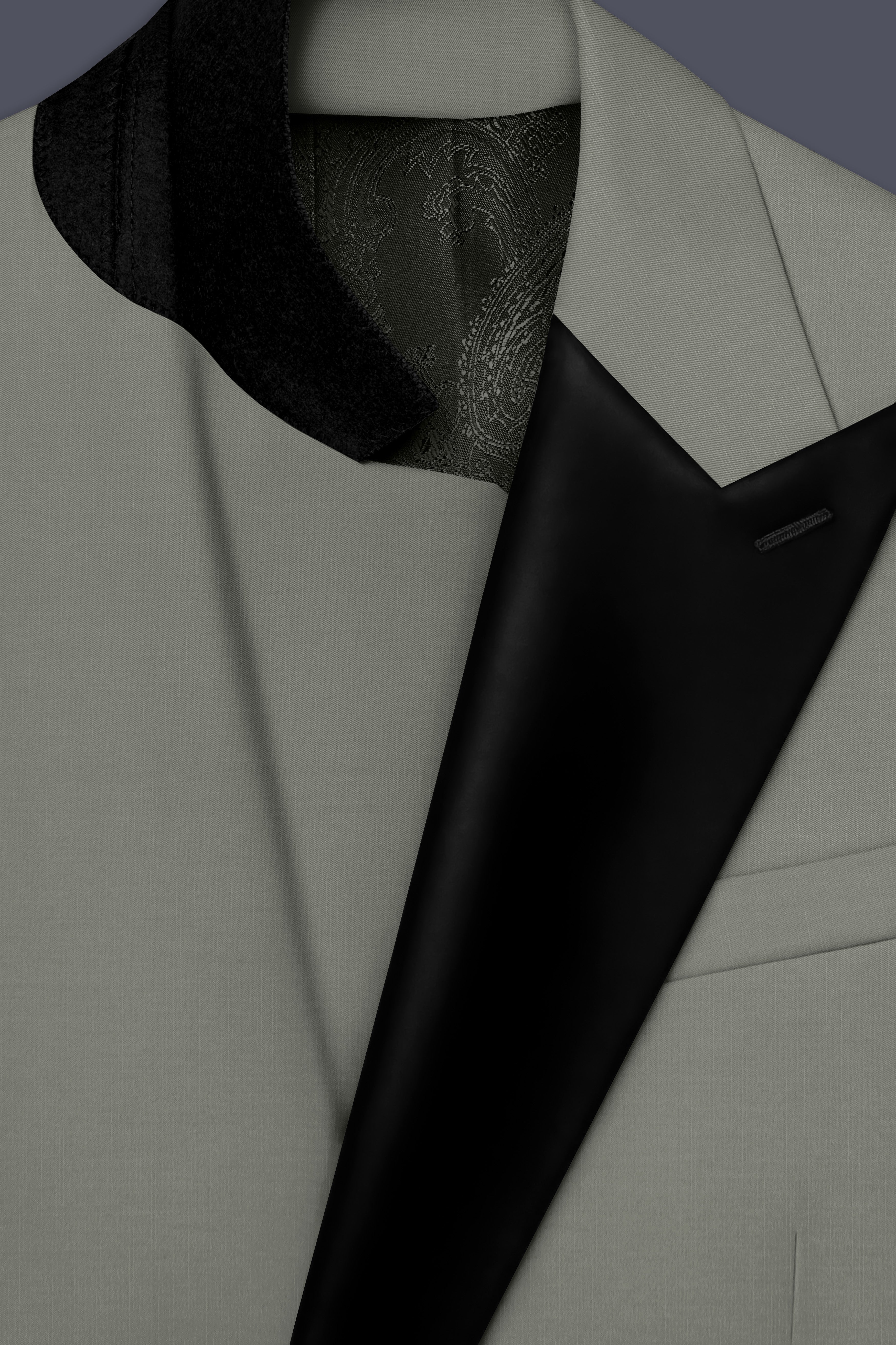 Verdure-Sage Green Wool Rich Peak Lapel Tuxedo Slight Stretch Blazers