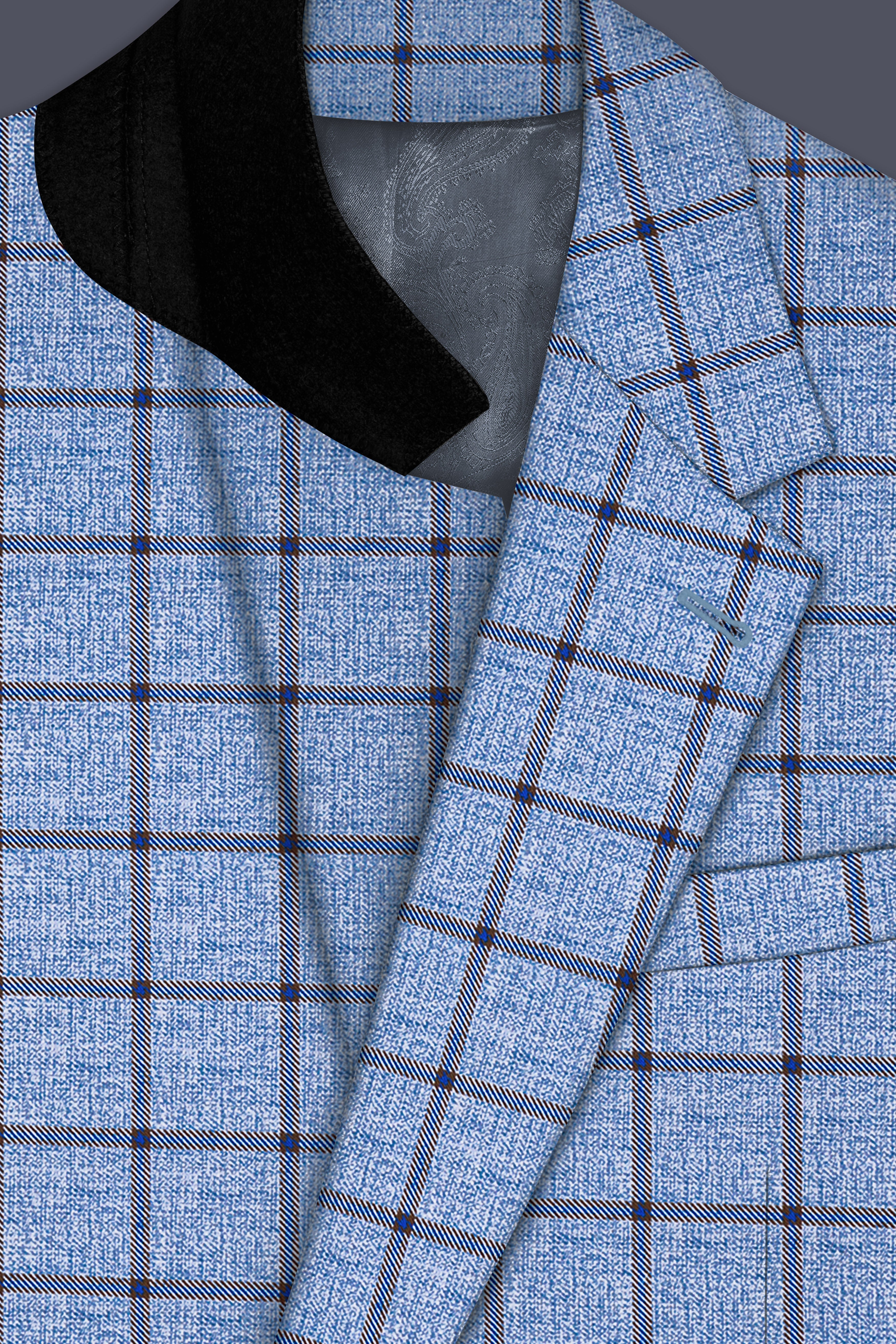 Mistrel-Spun Pearl Blue Windows Wool Rich Single Breasted Blazer