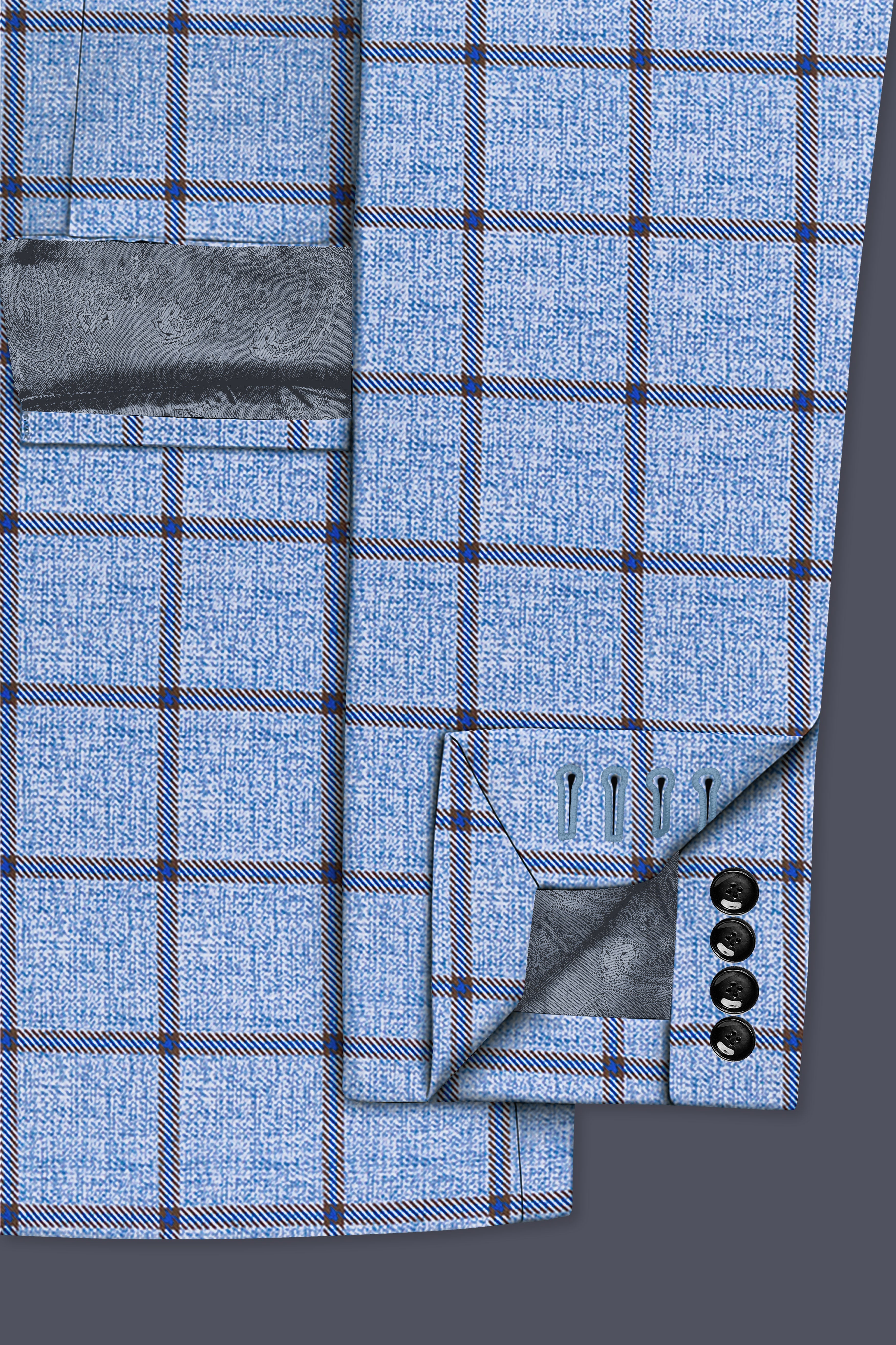Mistrel-Spun Pearl Blue Windows Wool Rich Single Breasted Blazer