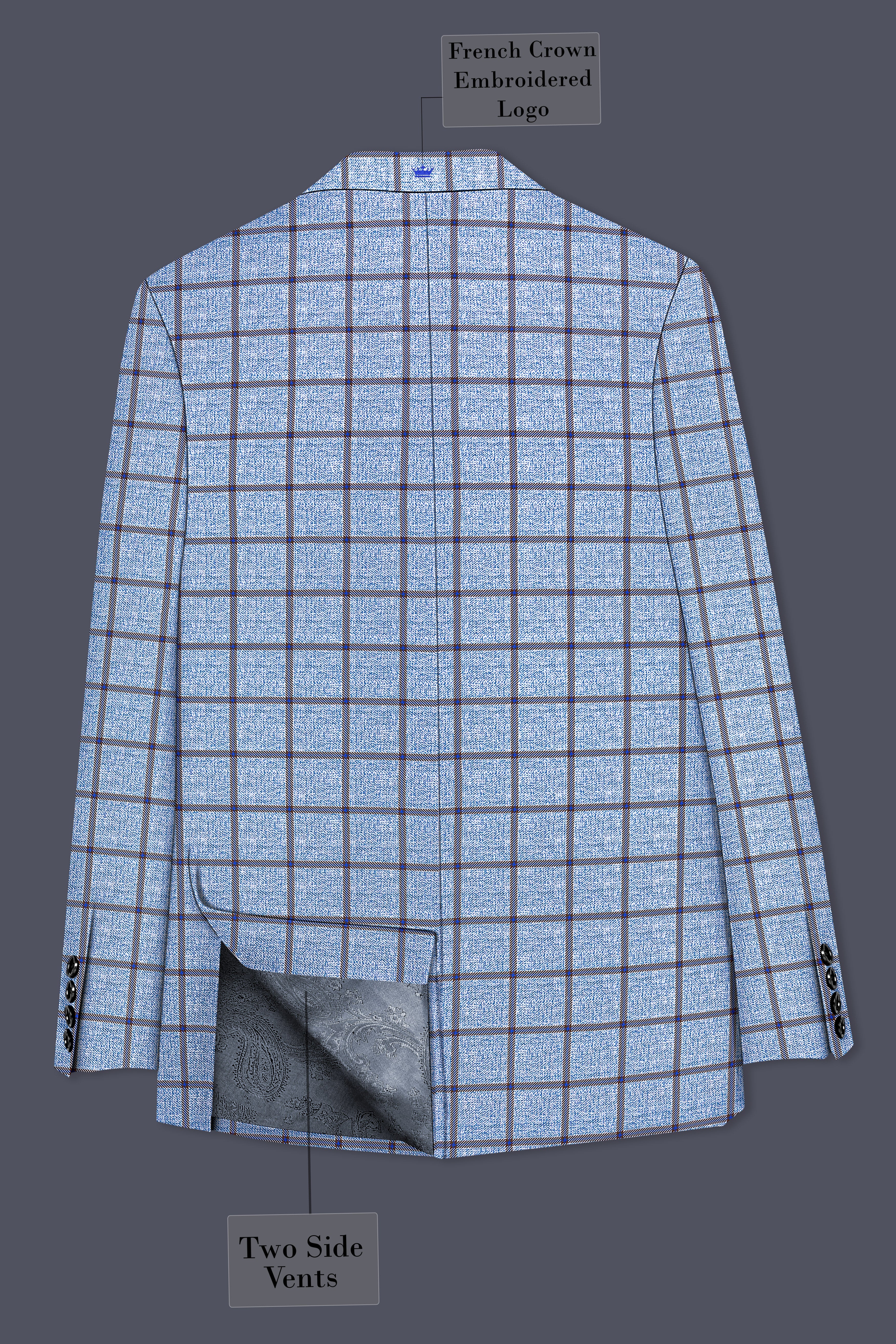 Mistrel-Spun Pearl Blue Windows Wool Rich Single Breasted Blazer