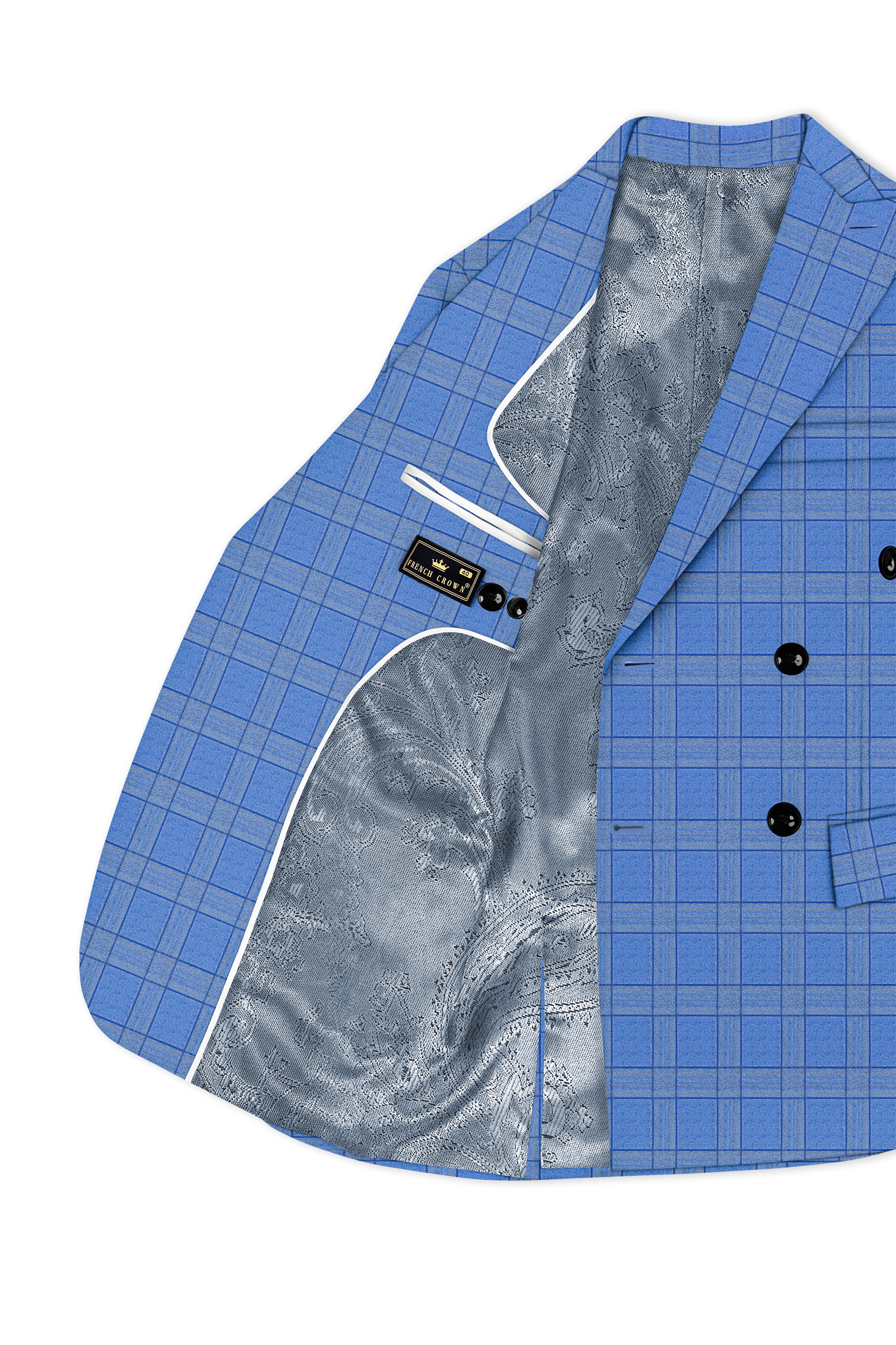 Mariner-Danube Blue Wool Blend Double Breasted Blazer
