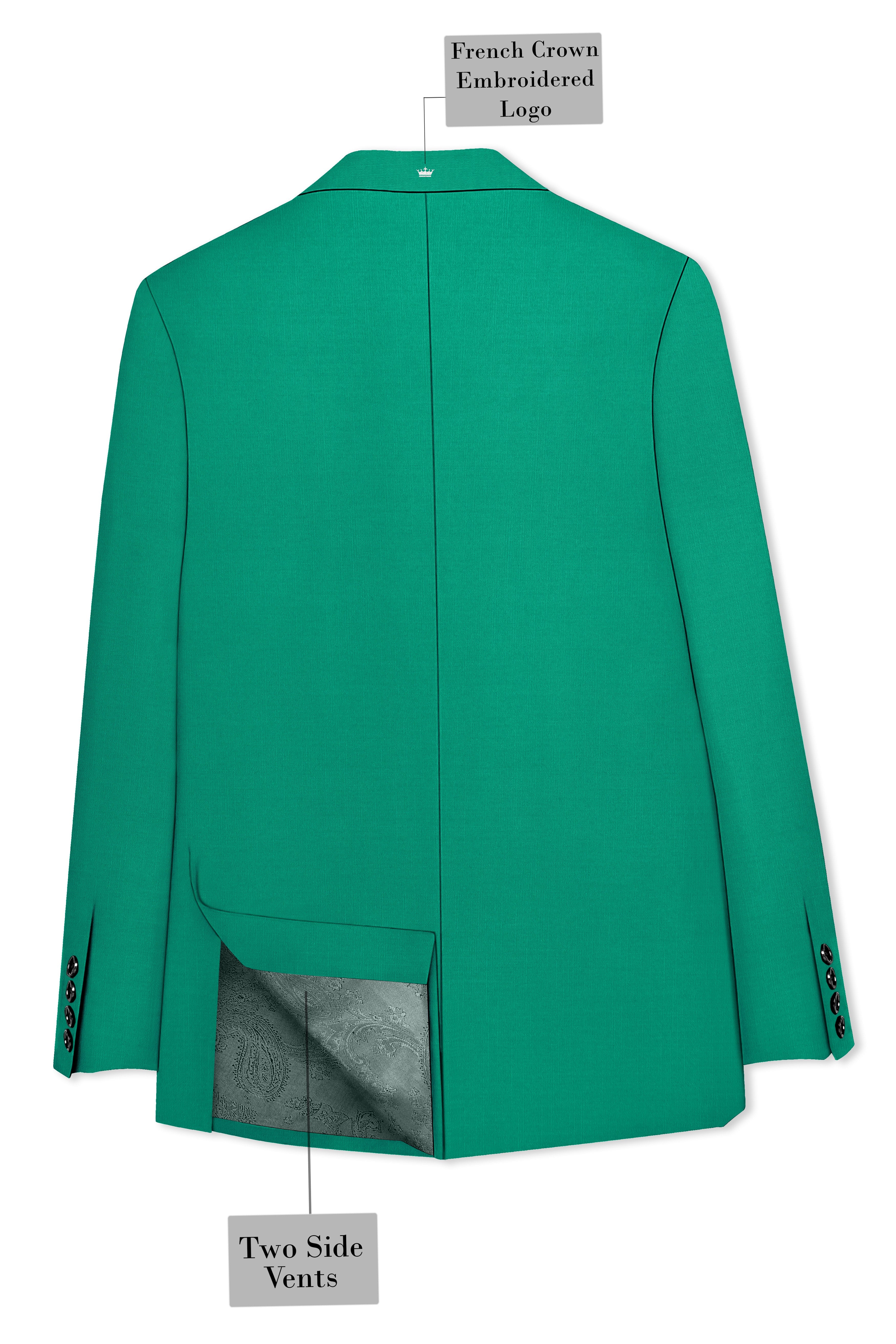 Emerald-Tropical Green Wool Rich Slight Stretch Single Breasted Blazer