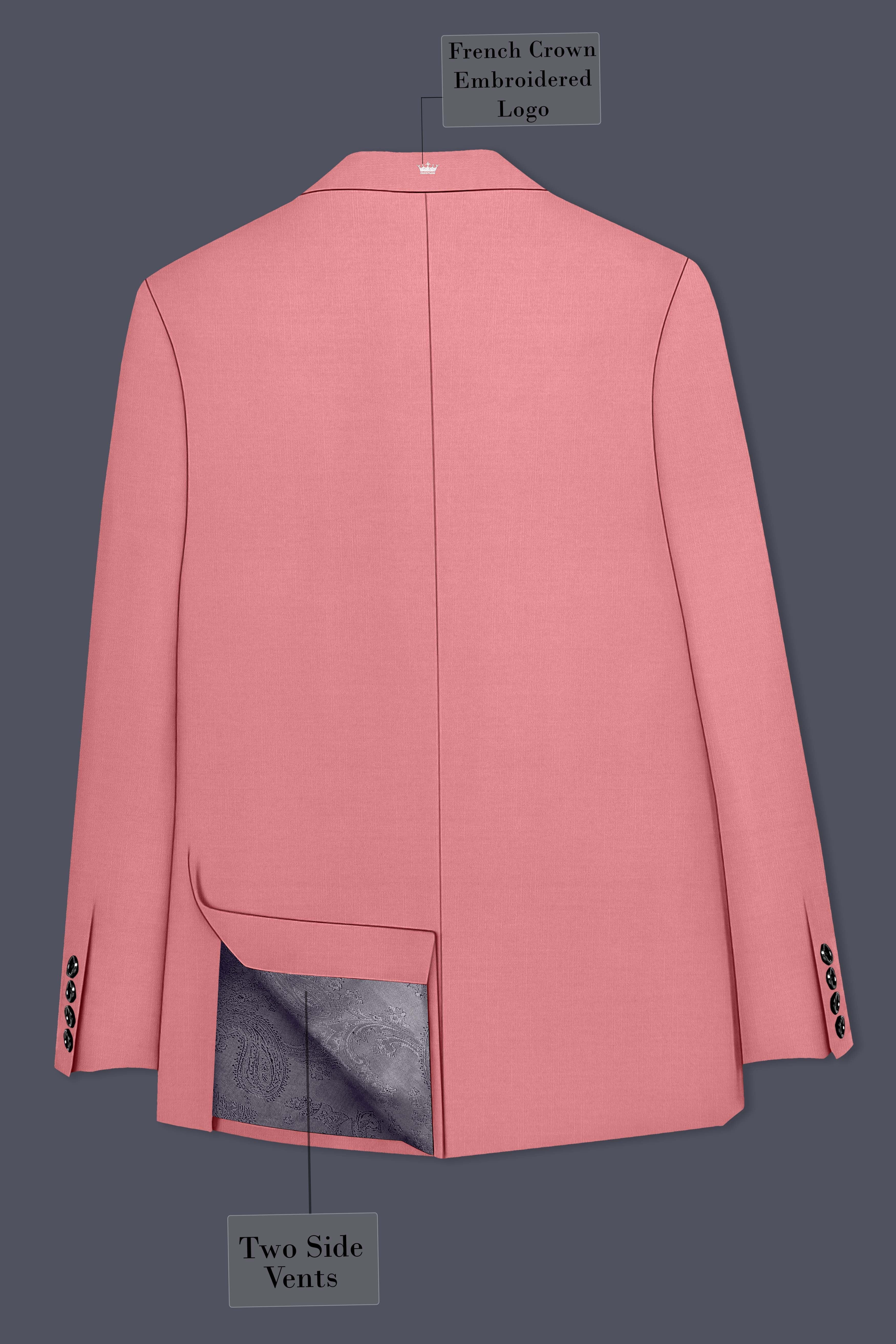 Solaro-Coral Orange Wool Rich Slight Stretch Double Breasted Blazer