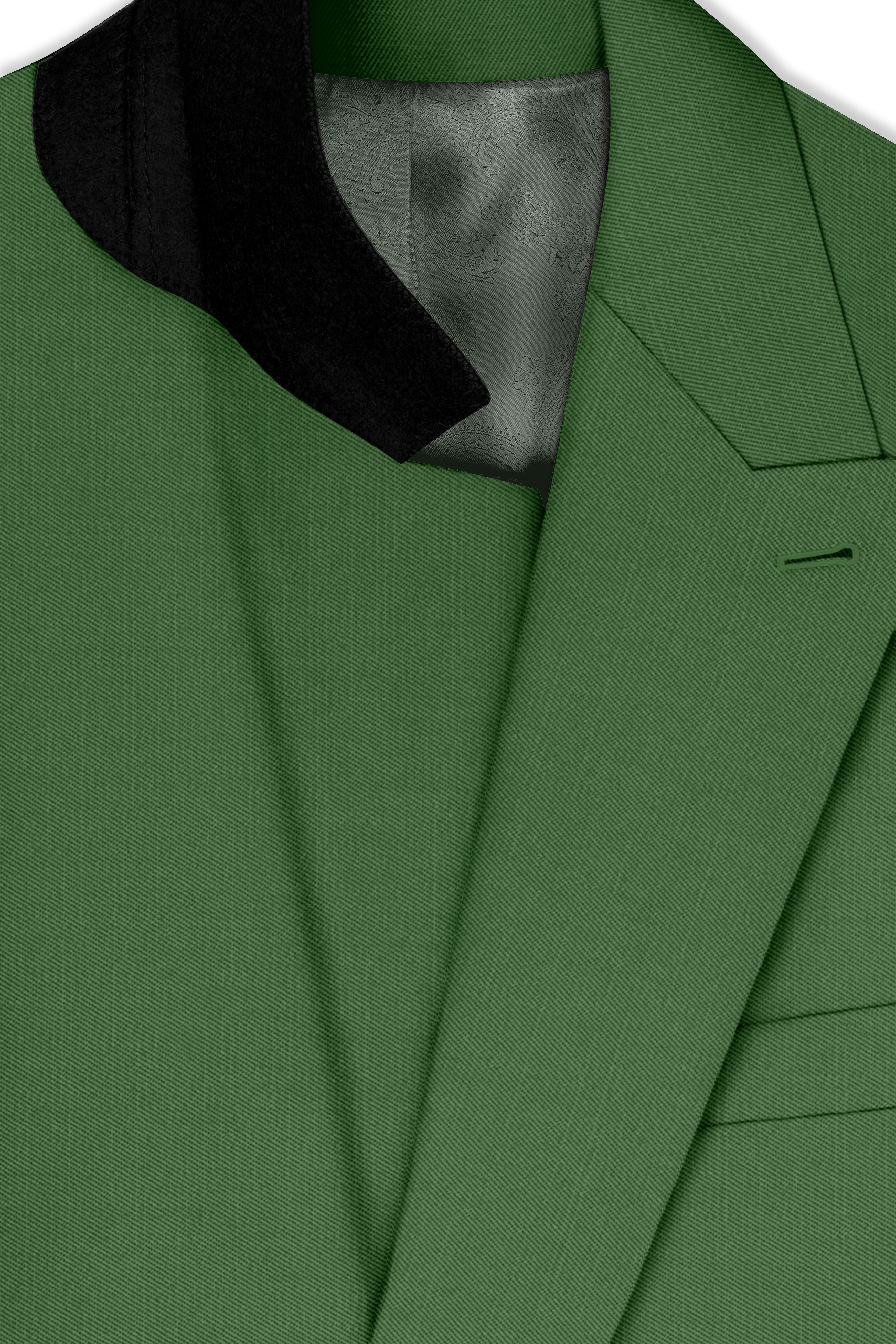 Viridian-Forest Green Wool Rich Slight Stretch Double Breasted Blazer