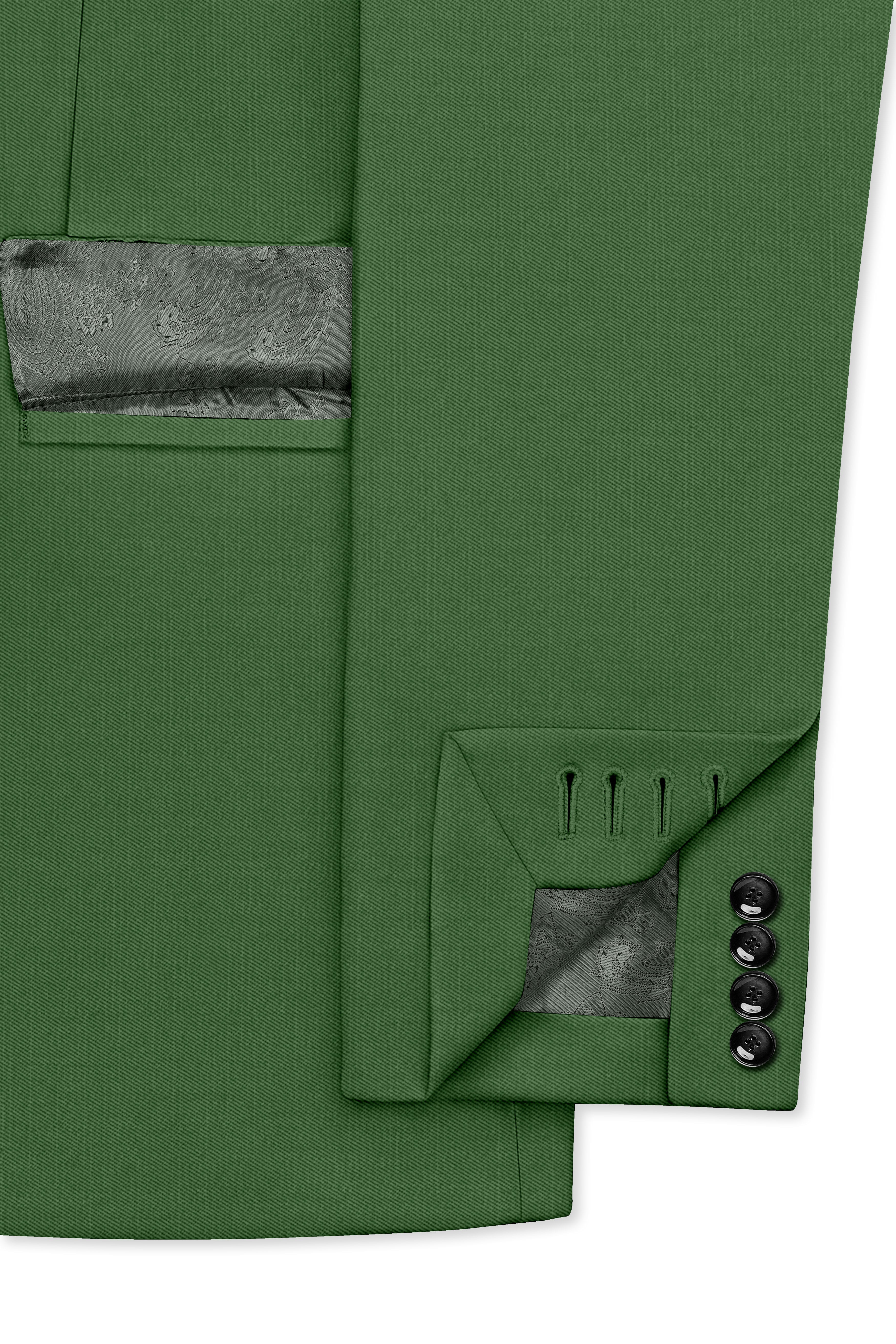 Viridian-Forest Green Wool Rich Slight Stretch Double Breasted Blazer