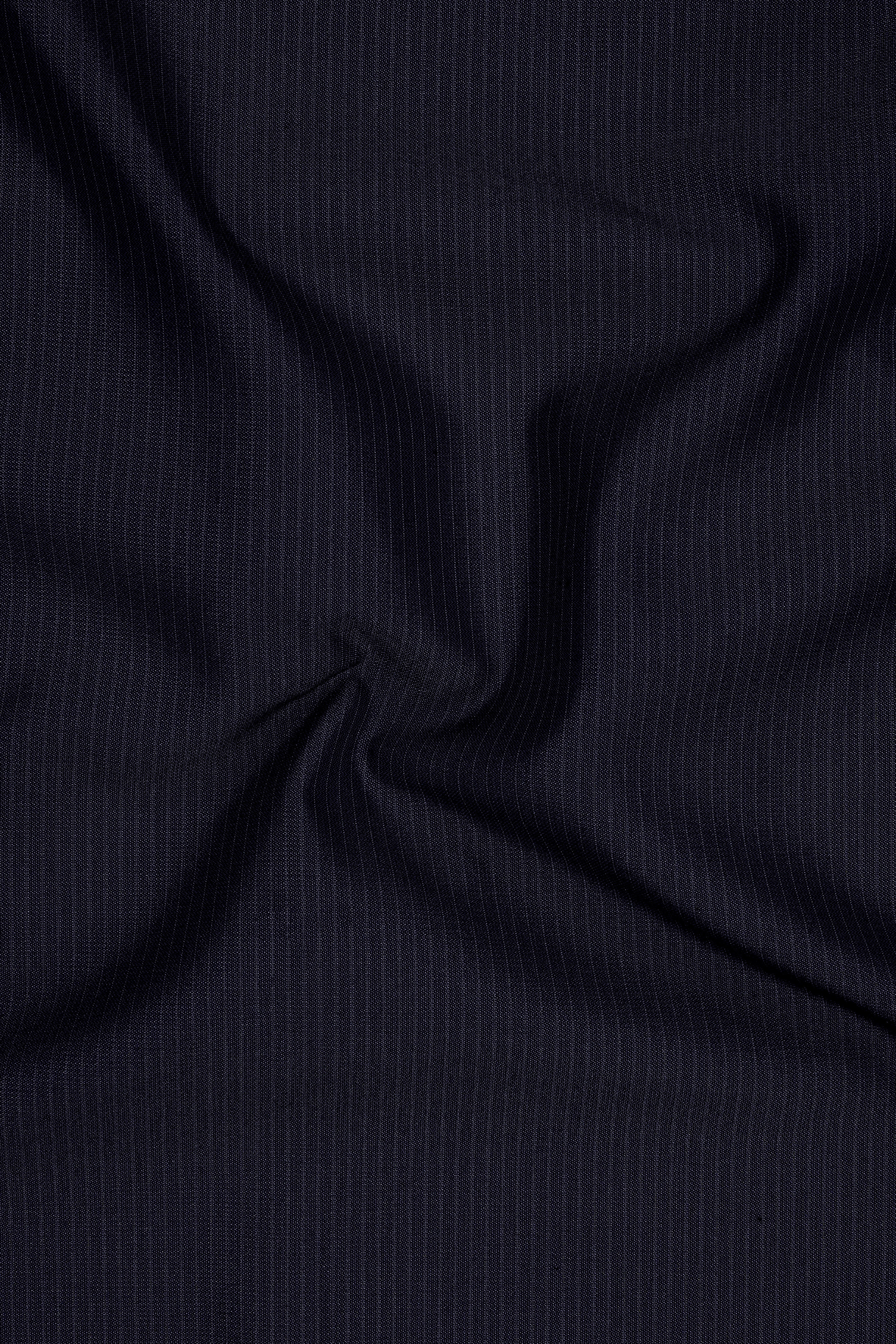 Elion-Bunker Blue Pencil Striped Wool Rich Bandhgala Slight Stretch Blazer