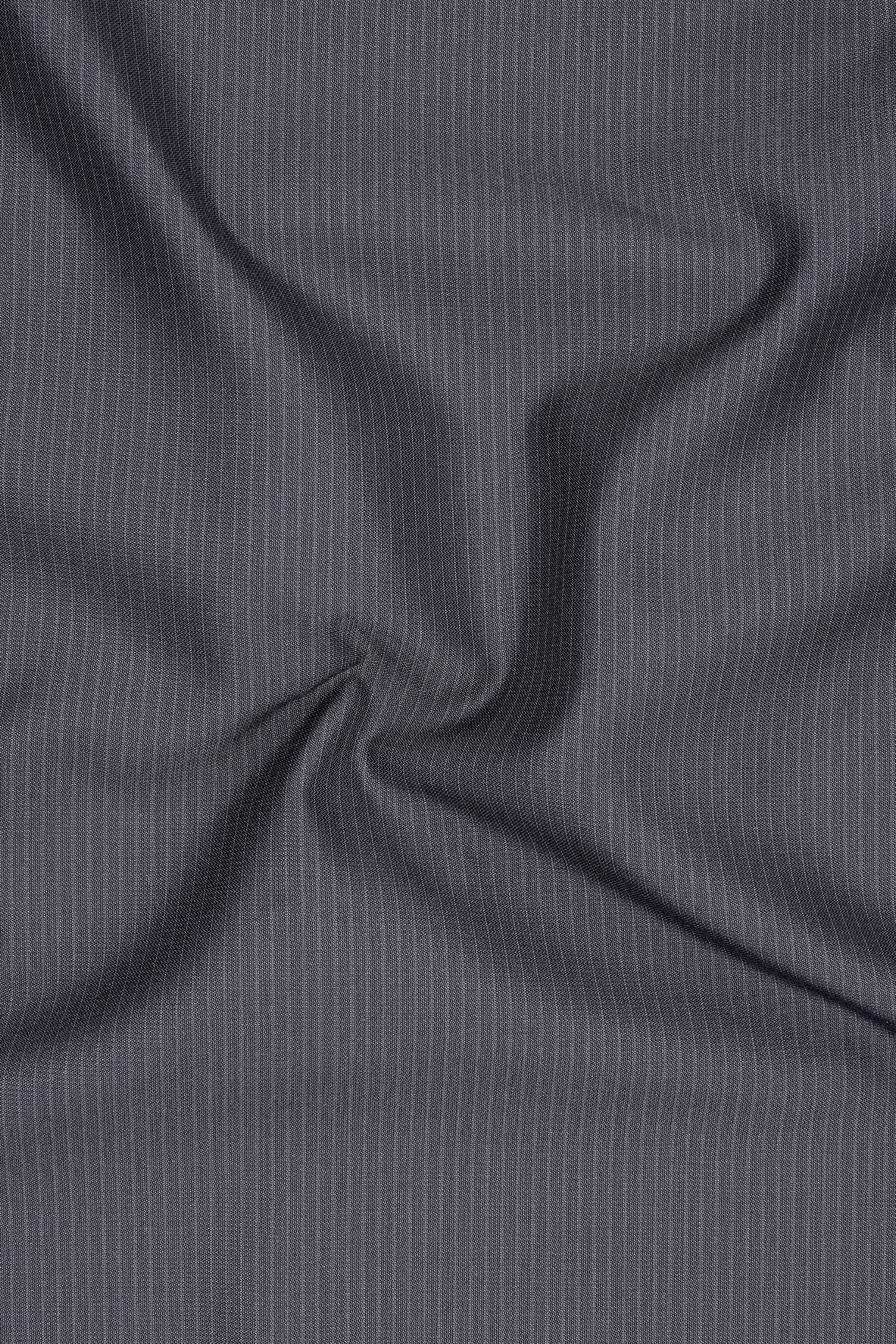 Apex-Ironside Gray Pencil Striped Wool Rich Bandhgala Slight Stretch Blazer