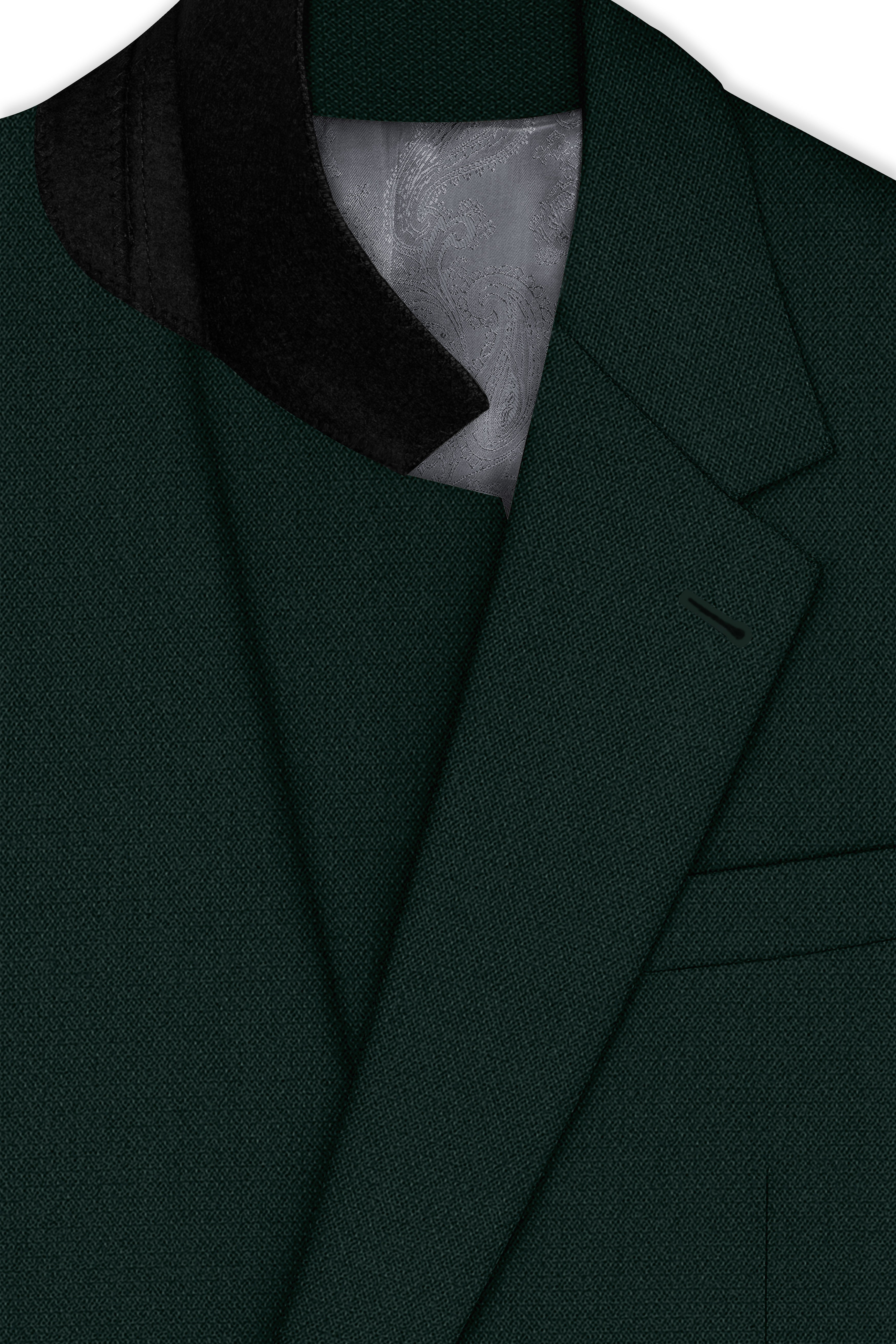 Noble-Phthalo Green Diamond Textured Wool Rich Slight Stretch Single Breasted Blazer