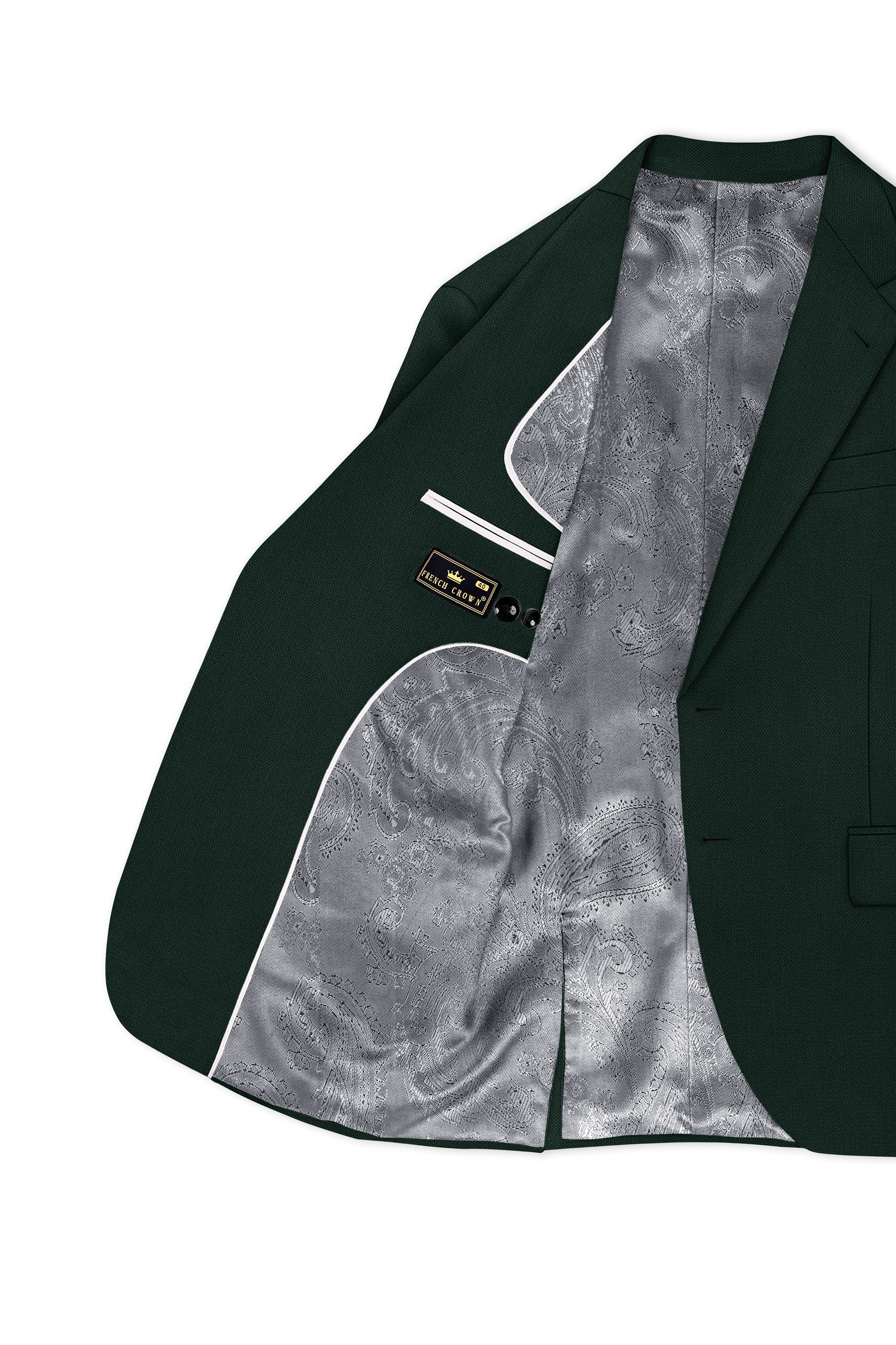 Noble-Phthalo Green Diamond Textured Wool Rich Slight Stretch Single Breasted Blazer