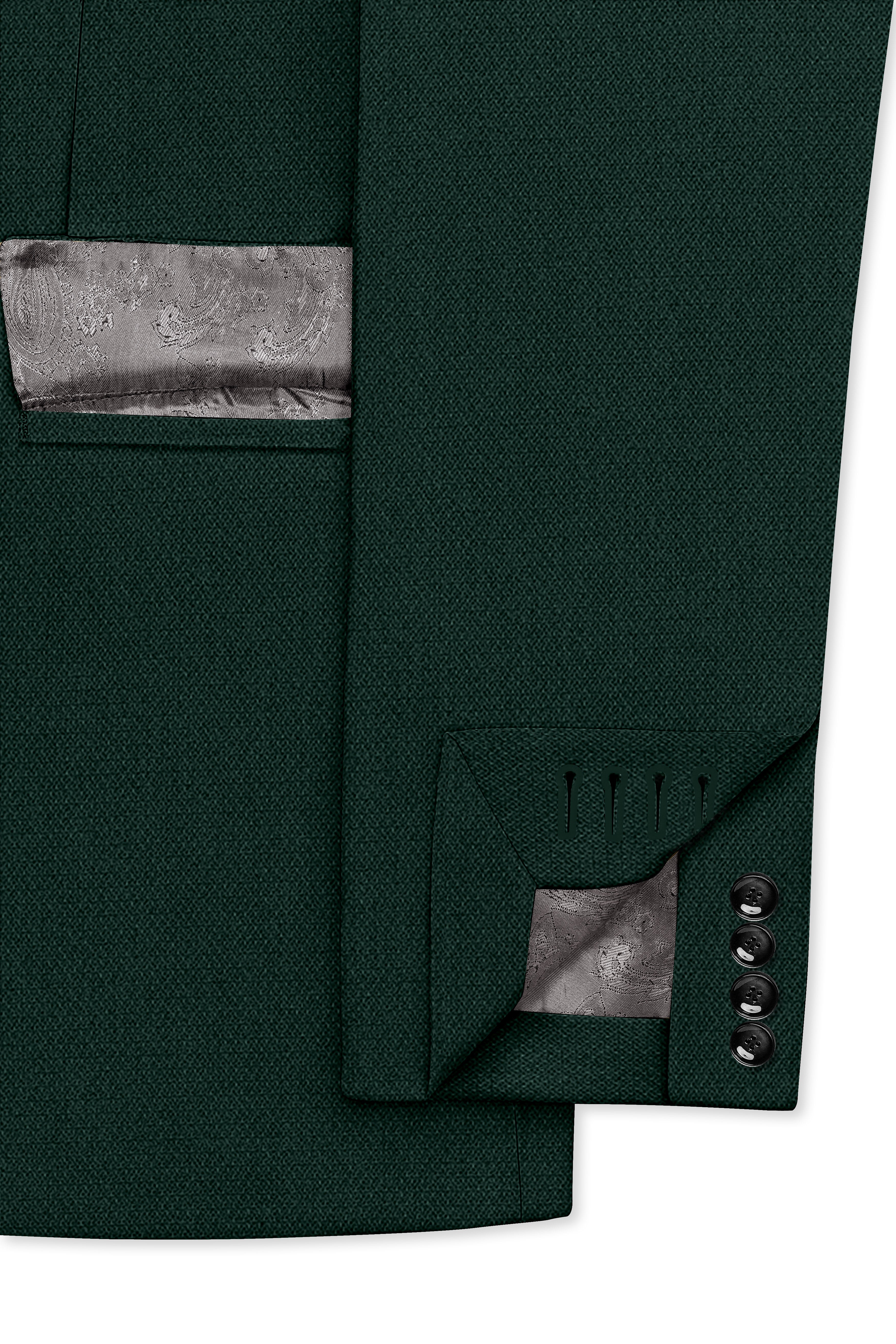 Noble-Phthalo Green Diamond Textured Wool Rich Slight Stretch Single Breasted Blazer