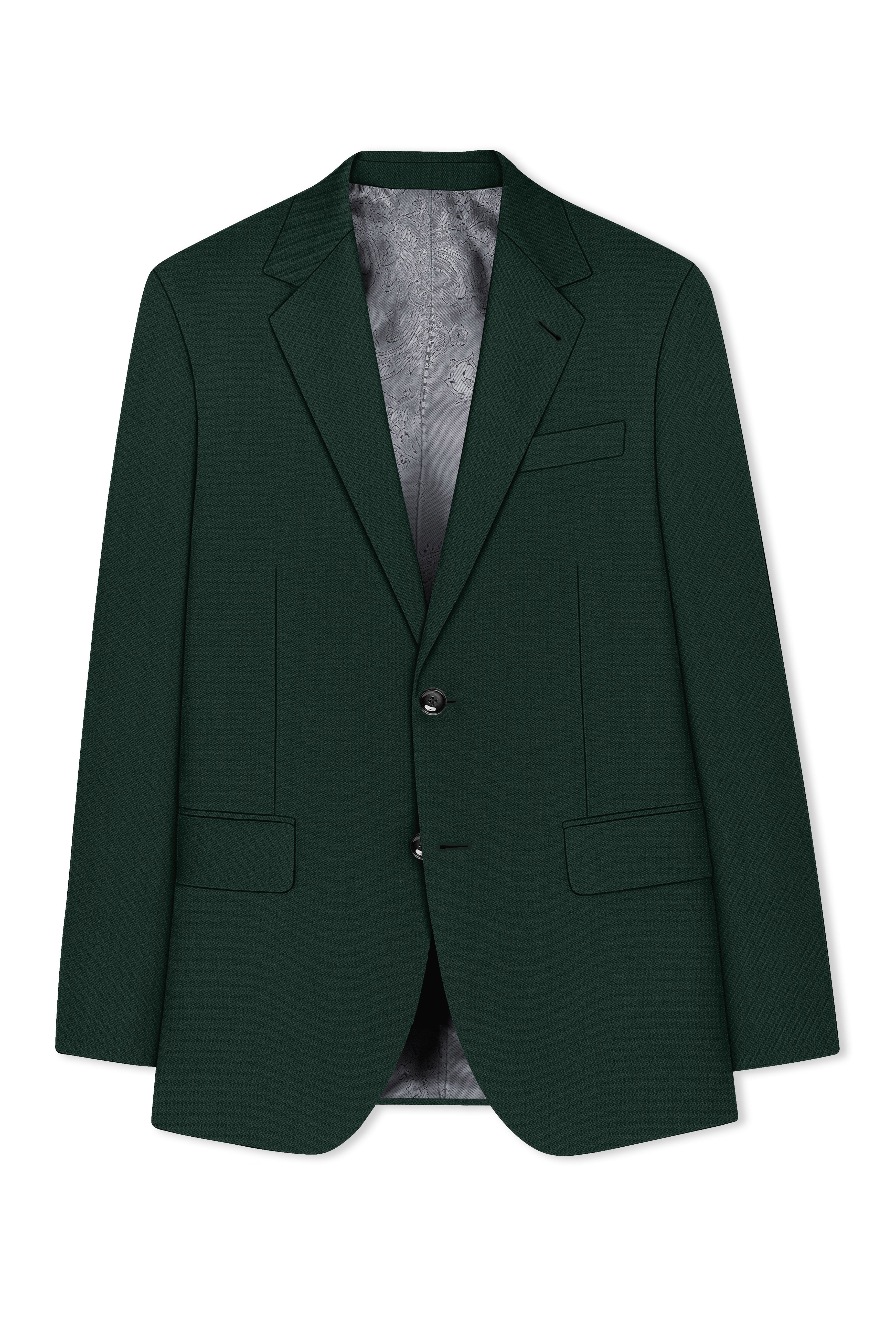 Noble-Phthalo Green Diamond Textured Wool Rich Slight Stretch Single Breasted Blazer
