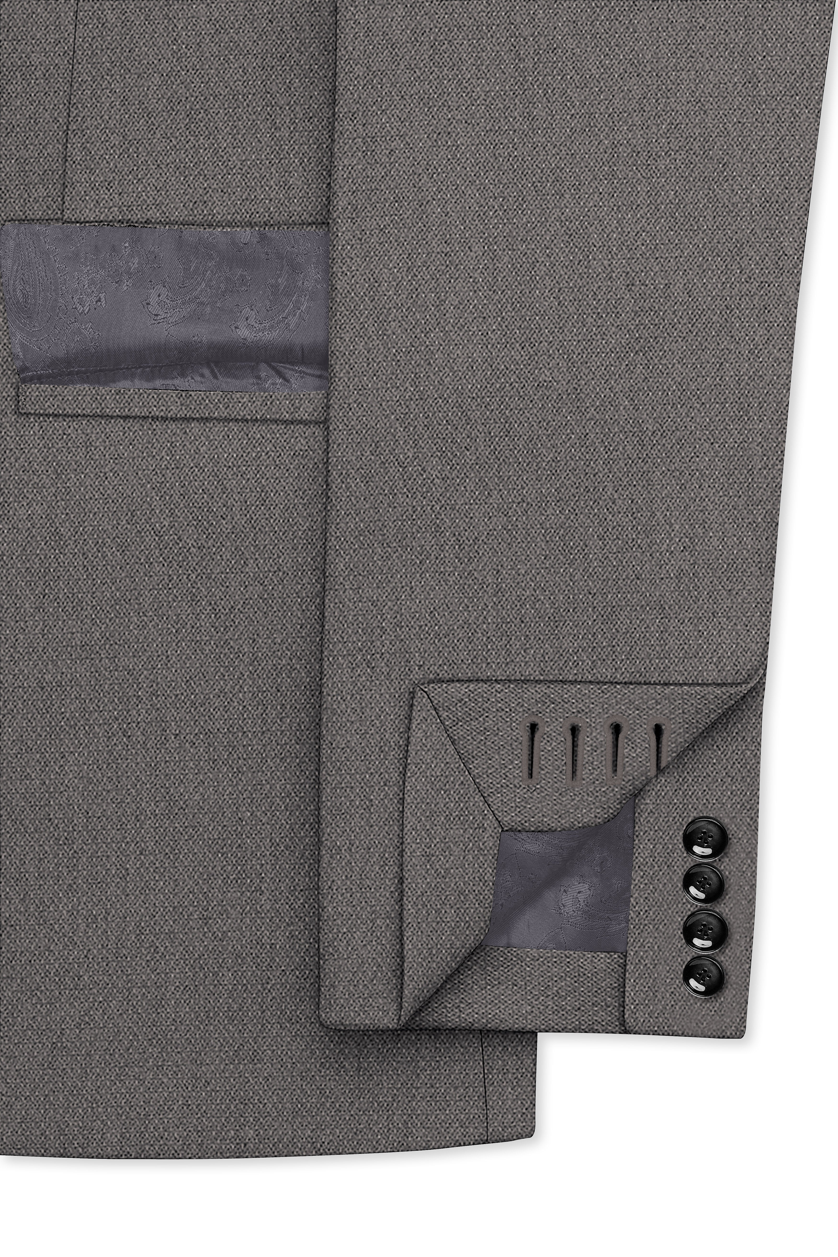 Sterling-Ironside Gray Diamond Textured Wool Rich Slight Stretch Single Breasted Blazer