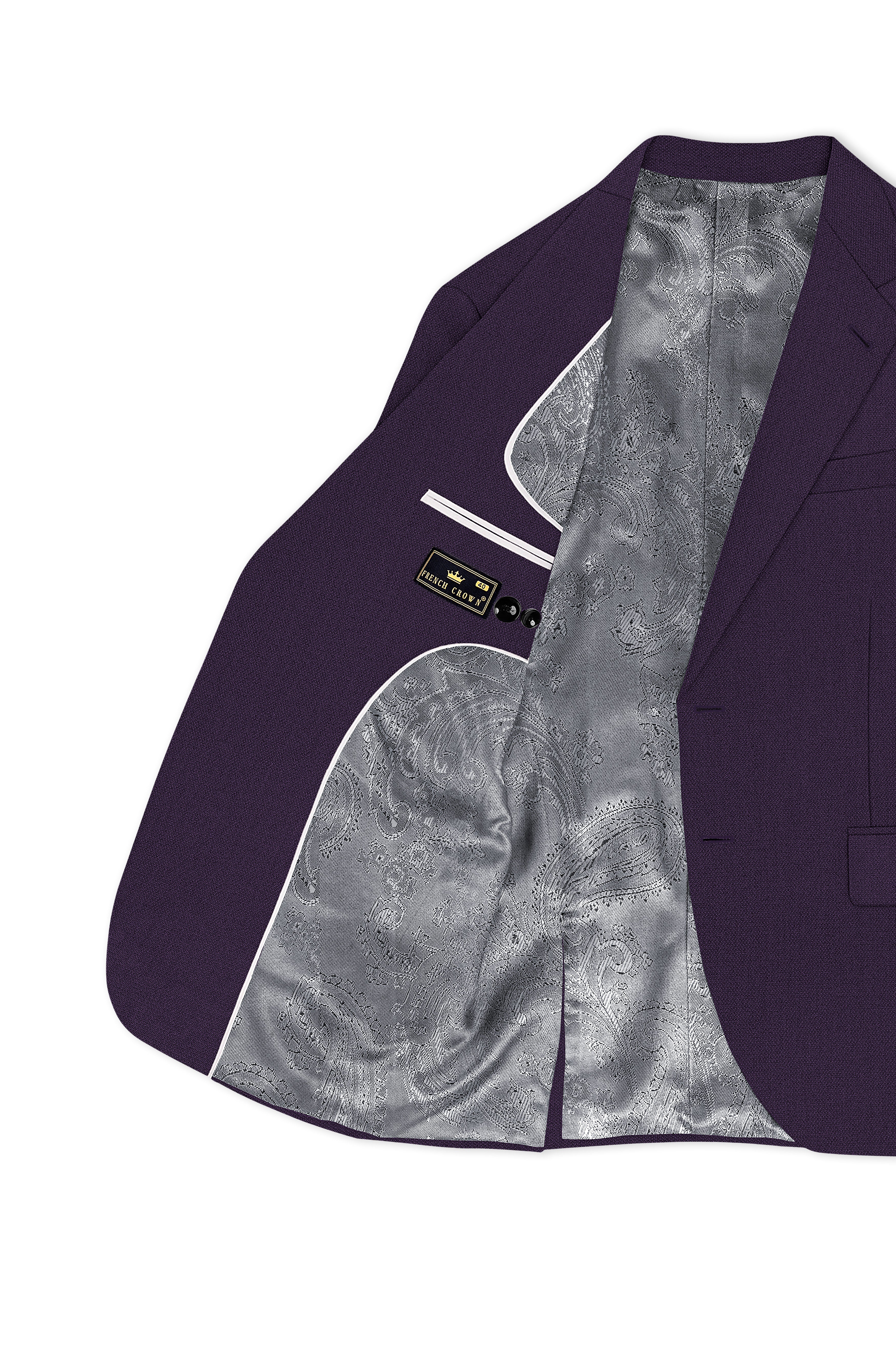 Opulent-Bastille Purple Diamond Textured Wool Rich Slight Stretch Single Breasted Blazer