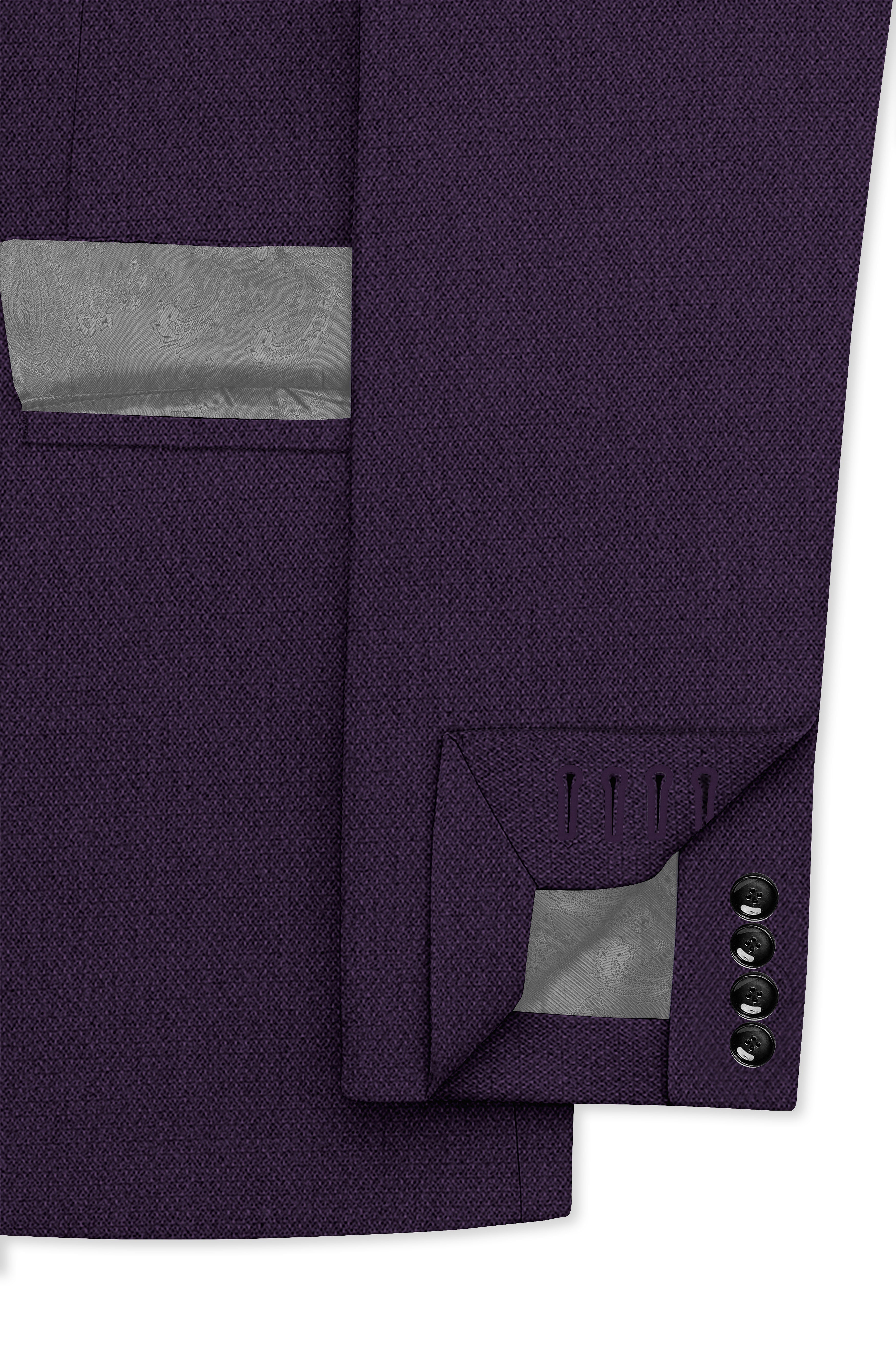 Opulent-Bastille Purple Diamond Textured Wool Rich Slight Stretch Single Breasted Blazer