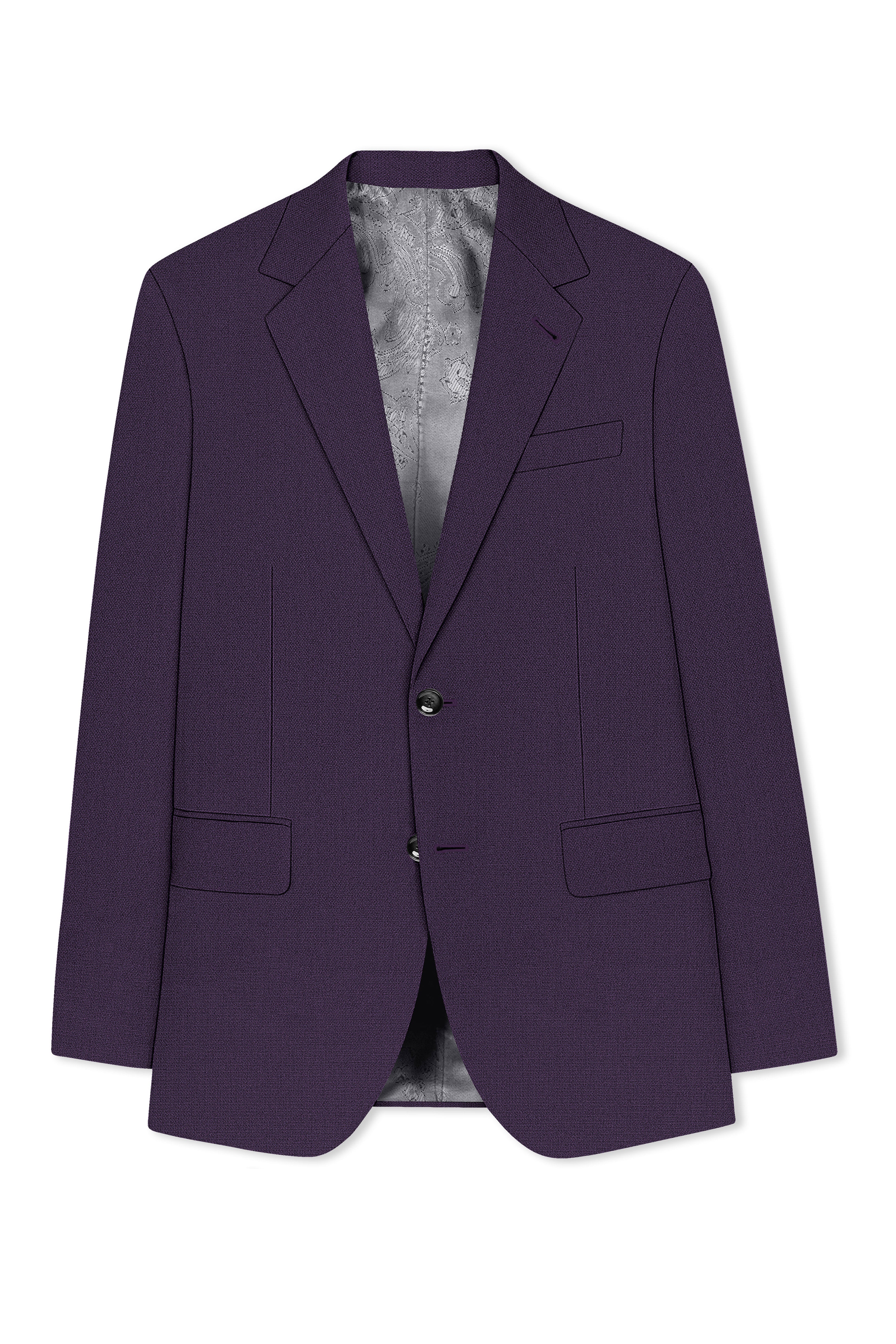 Opulent-Bastille Purple Diamond Textured Wool Rich Slight Stretch Single Breasted Blazer