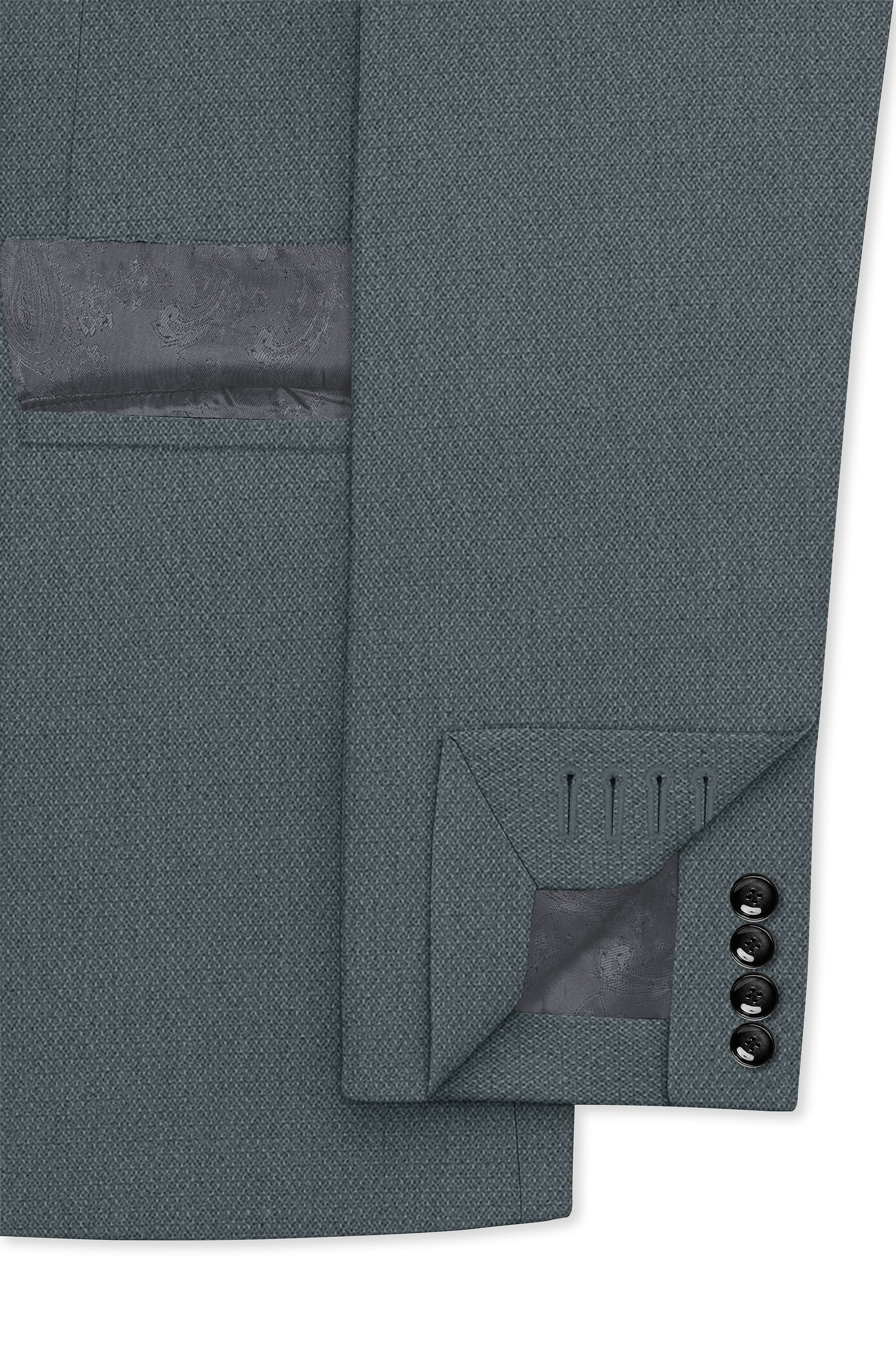 Aurelian-Scarpa Green Diamond Textured Wool Rich Slight Stretch Single Breasted Blazer