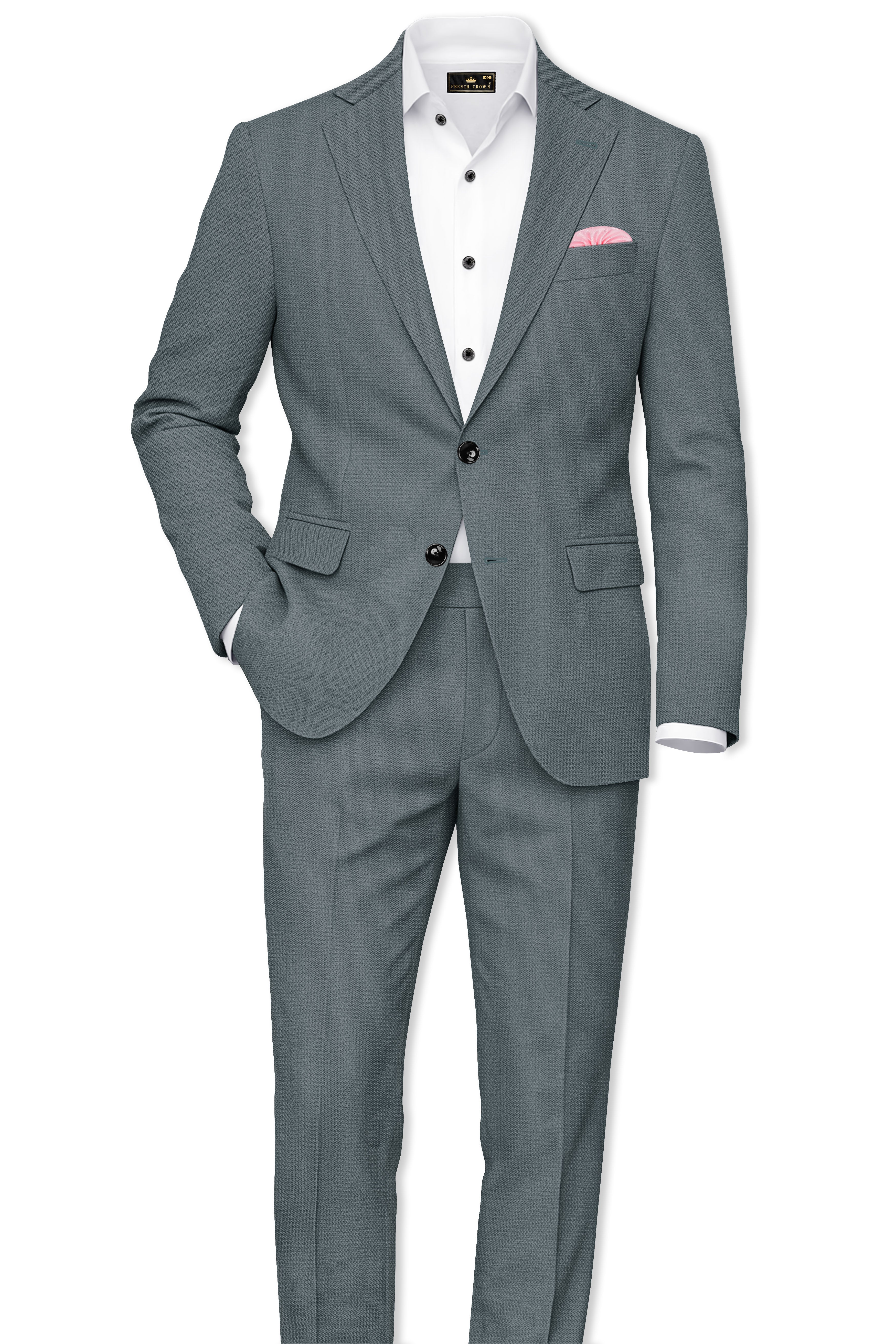 Aurelian-Scarpa Green Diamond Textured Wool Rich Slight Stretch Single Breasted Blazer