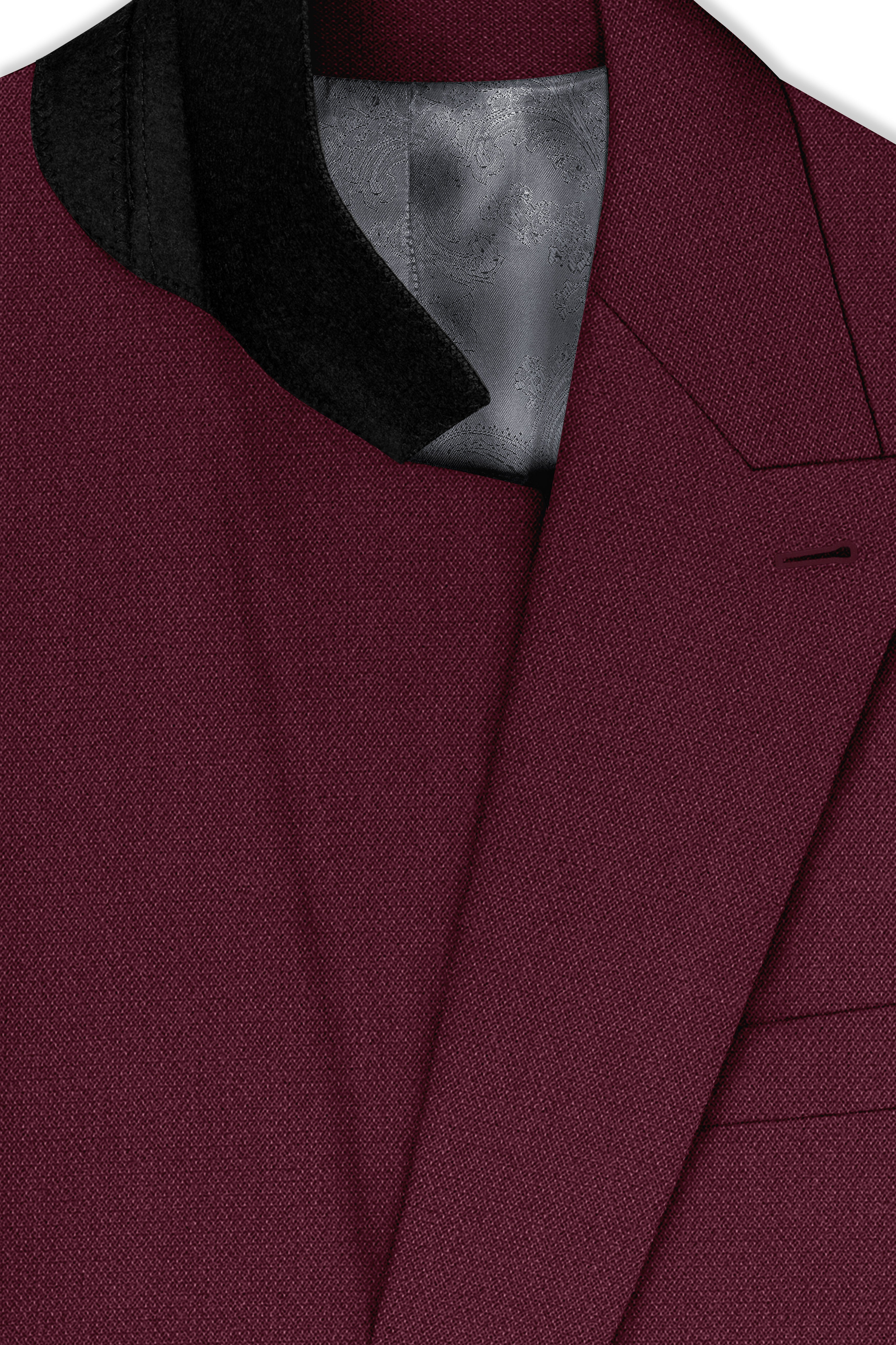 Imperial-Crater Maroon Diamond Textured Wool Rich Slight Stretch Double Breasted Blazer