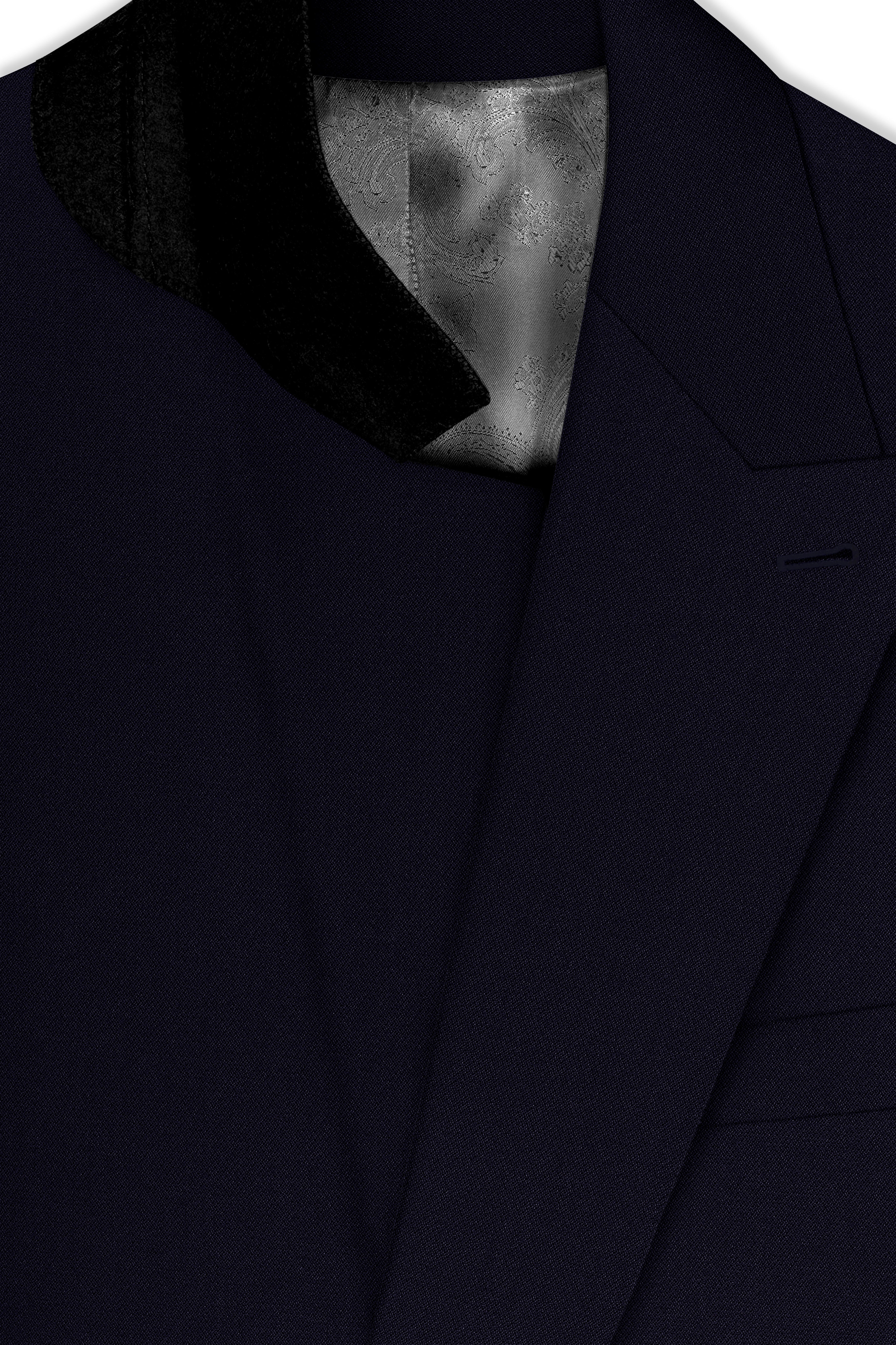 Monarch-Vulcan Blue Diamond Textured Wool Rich Slight Stretch Double Breasted Blazer