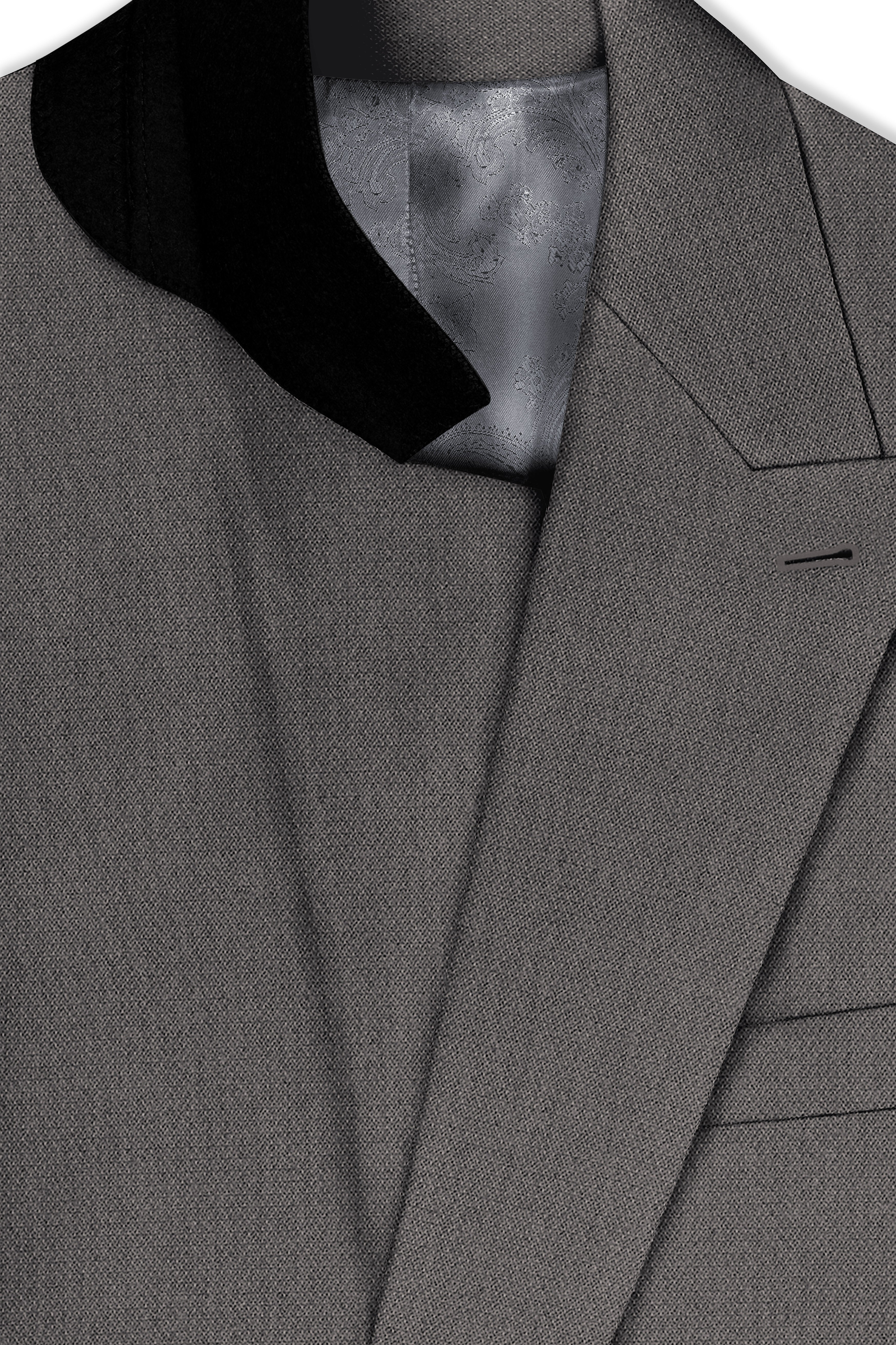 Sterling-Ironside Gray  Diamond Textured Wool Rich Slight Stretch Double Breasted Blazer