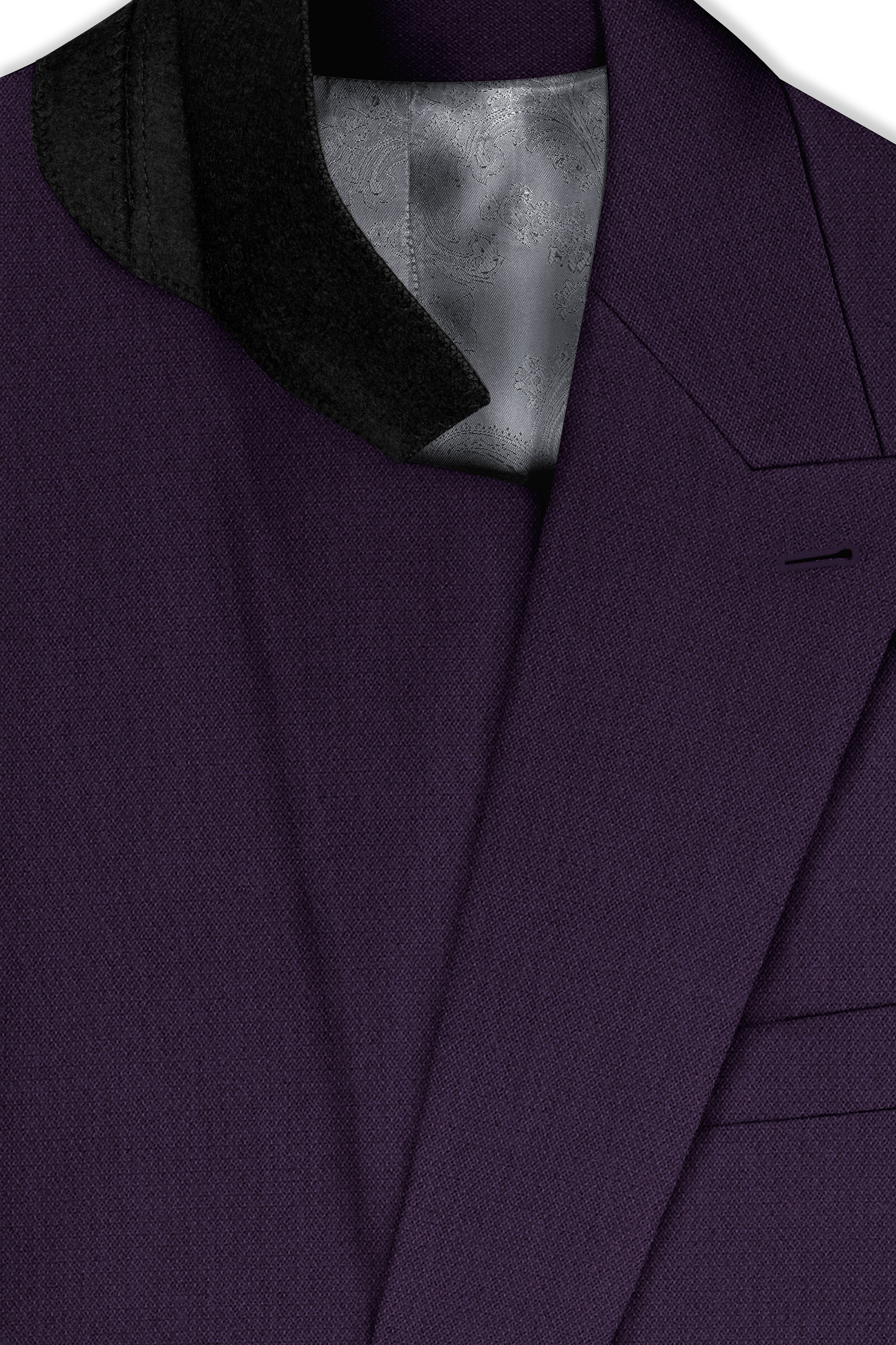 Opulent-Bastille Purple Diamond Textured Wool Rich Slight Stretch Double Breasted Blazer