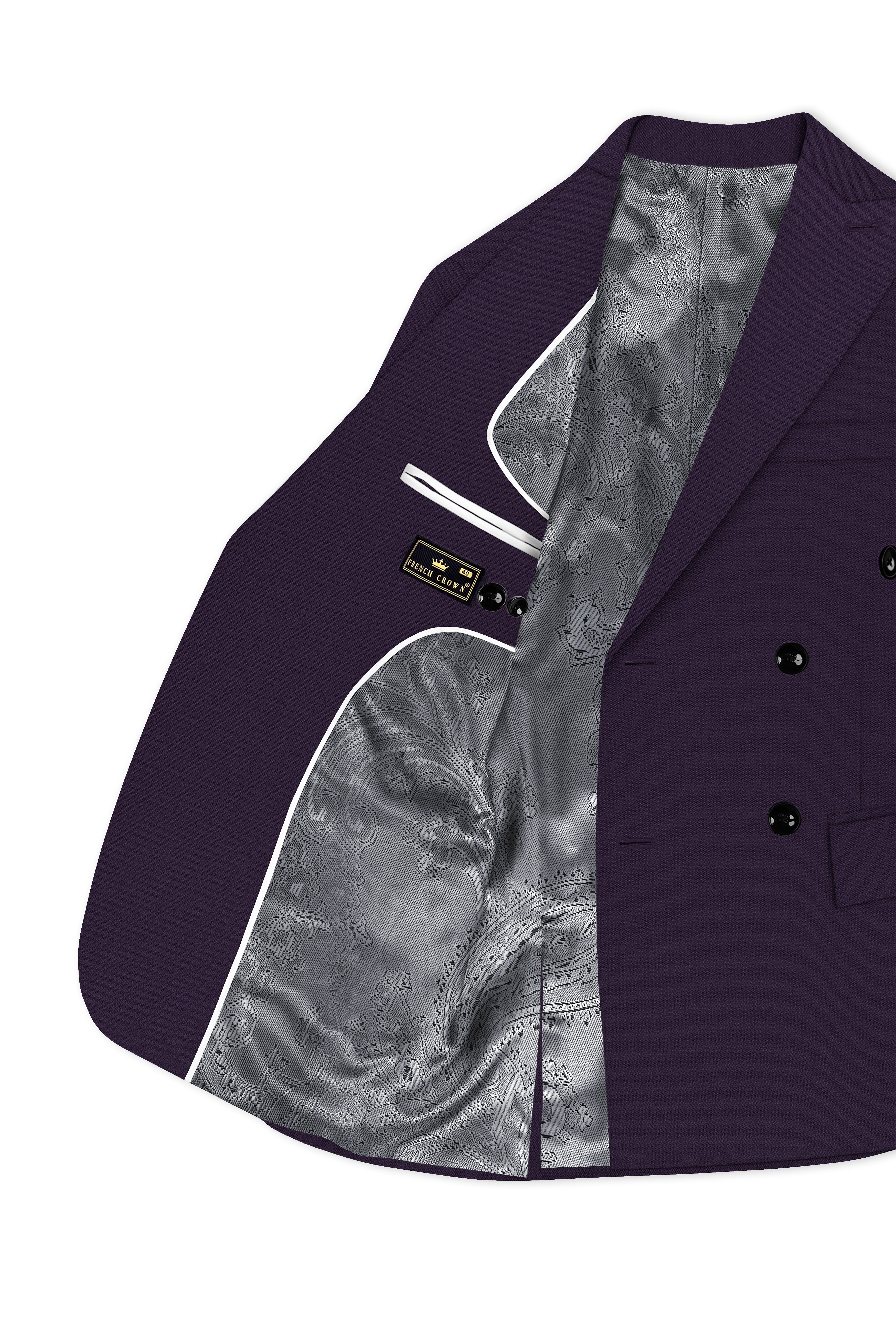 Opulent-Bastille Purple Diamond Textured Wool Rich Slight Stretch Double Breasted Blazer
