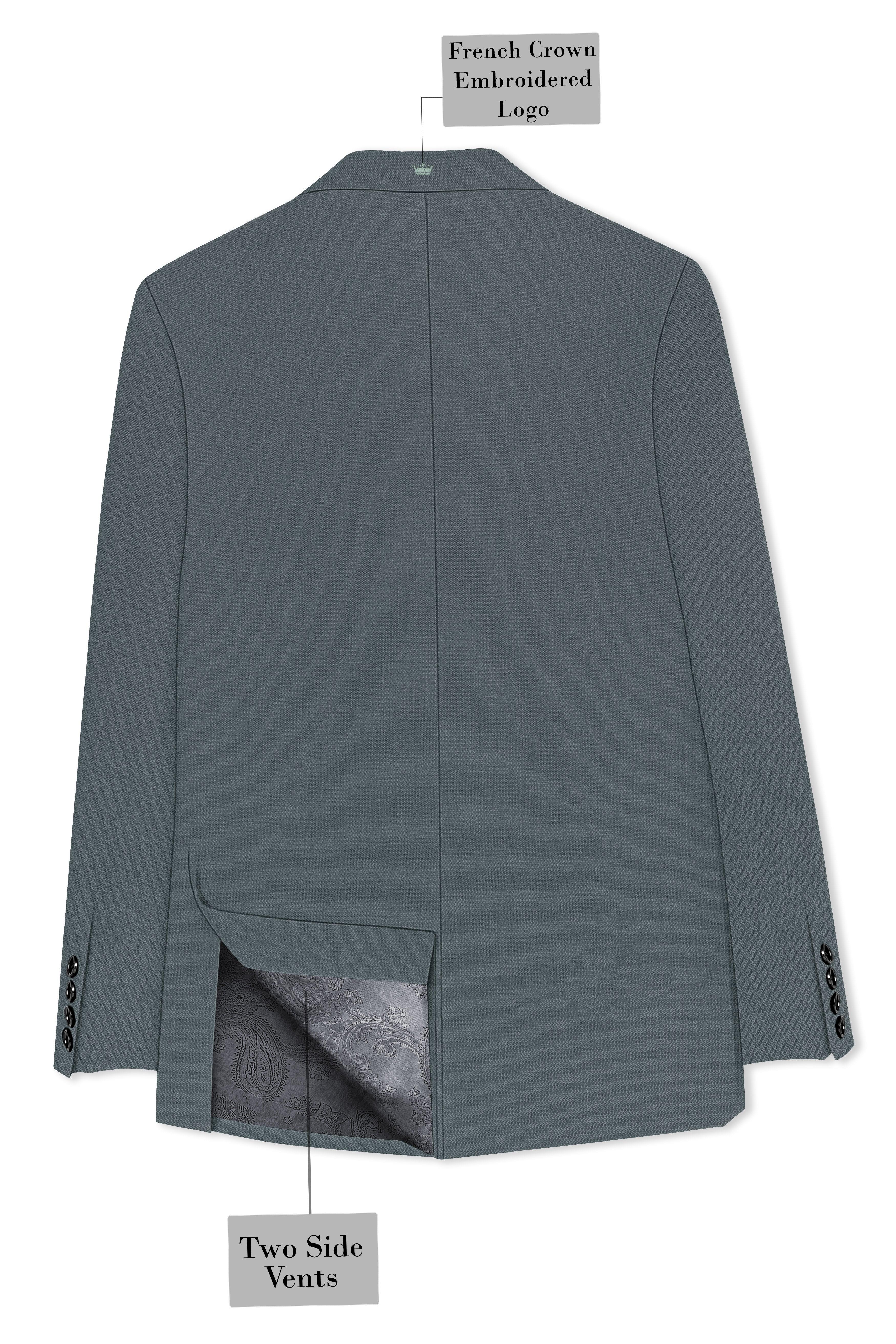 Aurelian-Scarpa Green Diamond Textured Wool Rich Slight Stretch Double Breasted Blazer