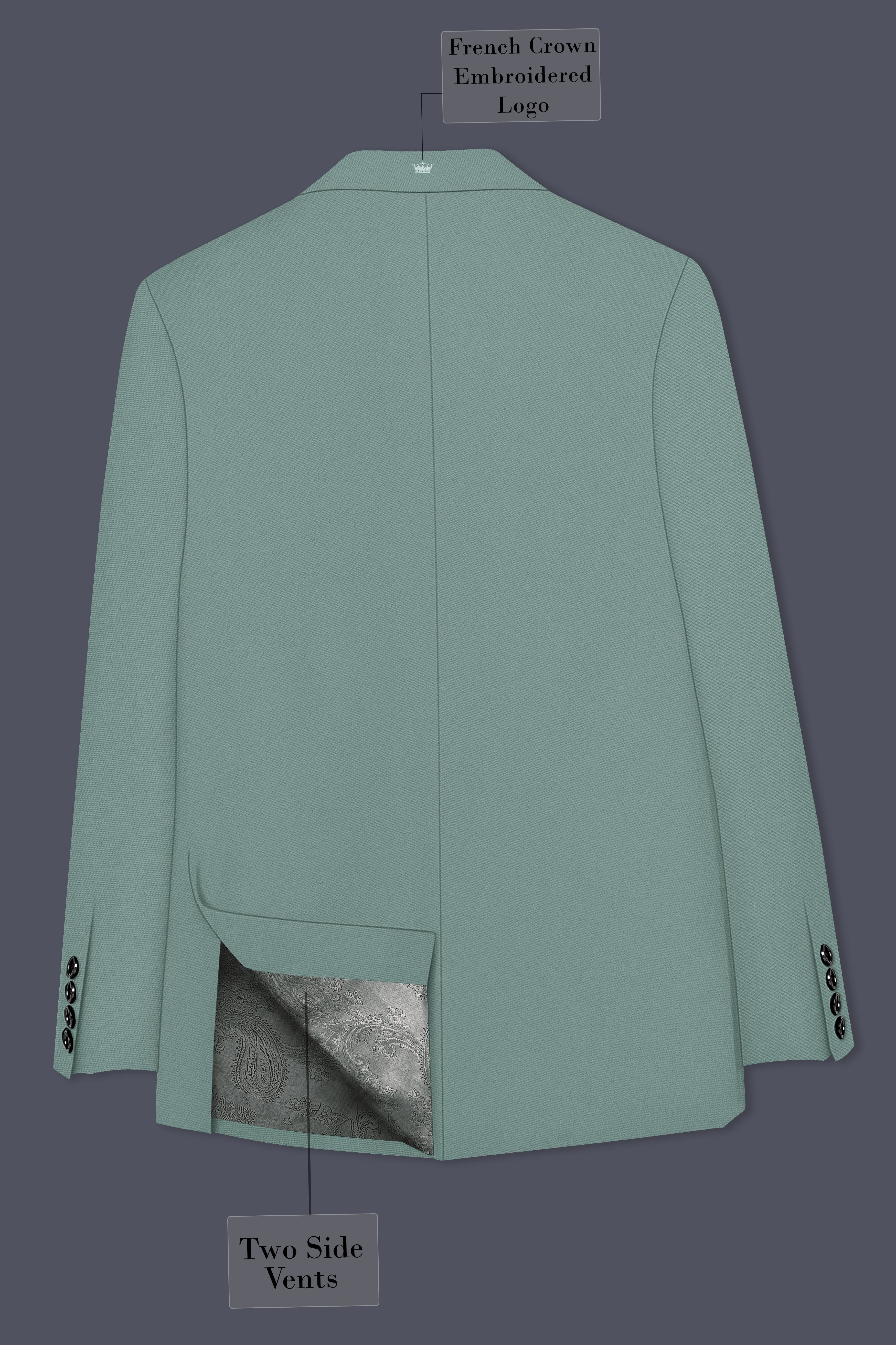 Verde-Korean Spanish Green 4-Way Stretch Wrinkle-Free Wool Rich Single Breasted Blazer