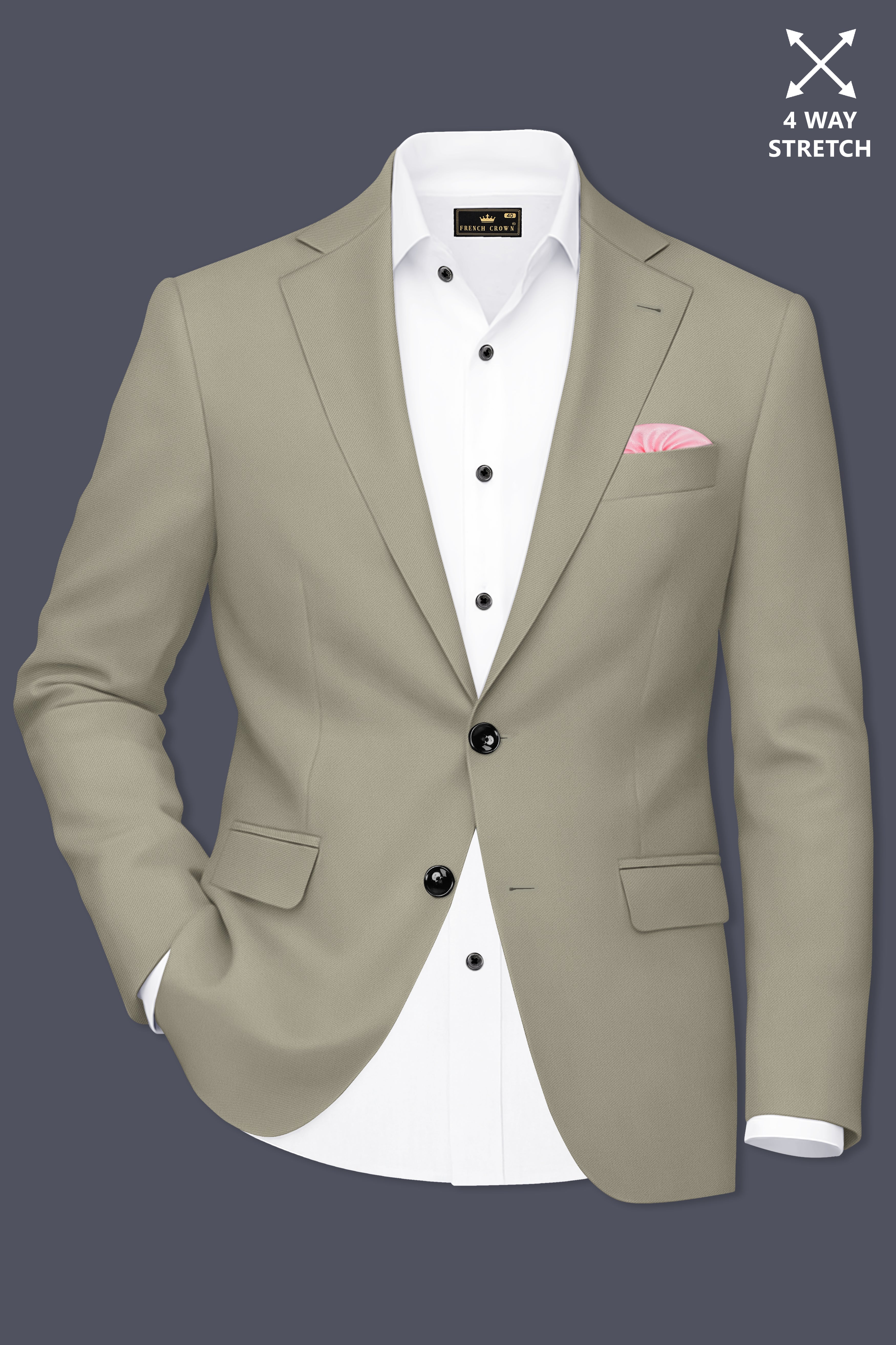 Loden-Korean Kokoda Green 4-Way Stretch Wrinkle-Free Wool Rich Single Breasted Blazer