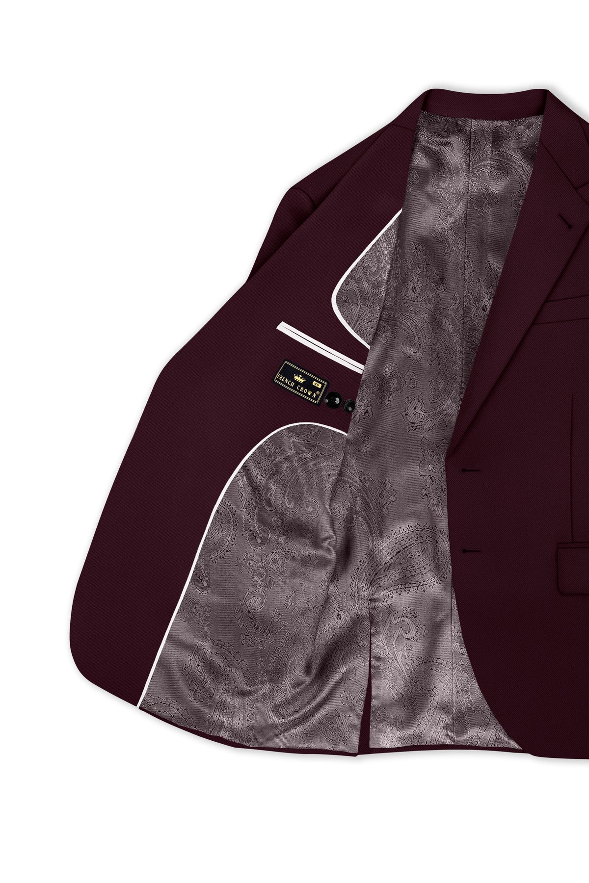 Veltrix-Korean Aubergine Maroon 4-Way Stretch Wrinkle-Free Fluid Drape Fabric Single Breasted Blazer