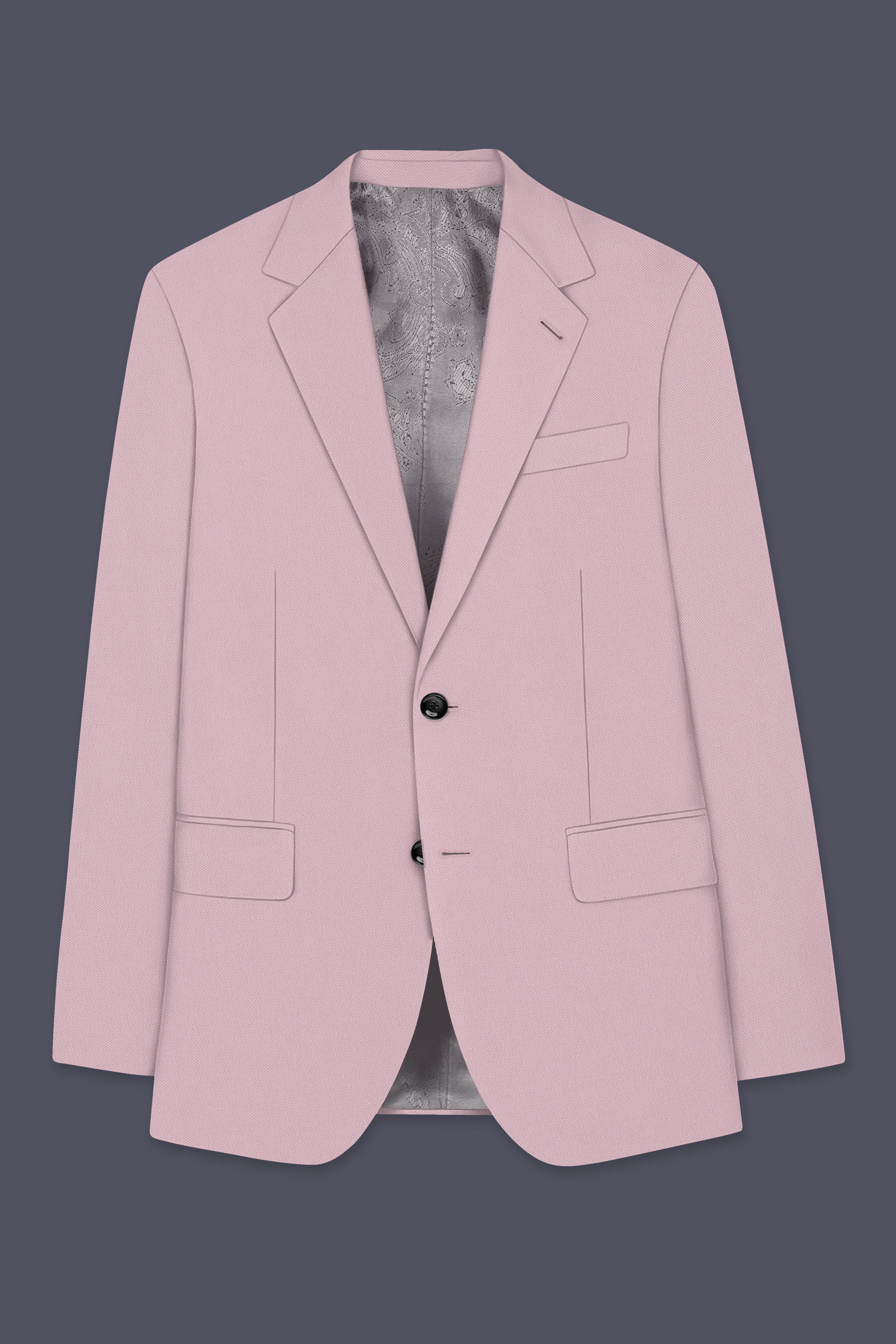 Allure-Korean Blossom Pink 4-Way Stretch Wrinkle-Free Fluid Drape Fabric Single Breasted Blazer