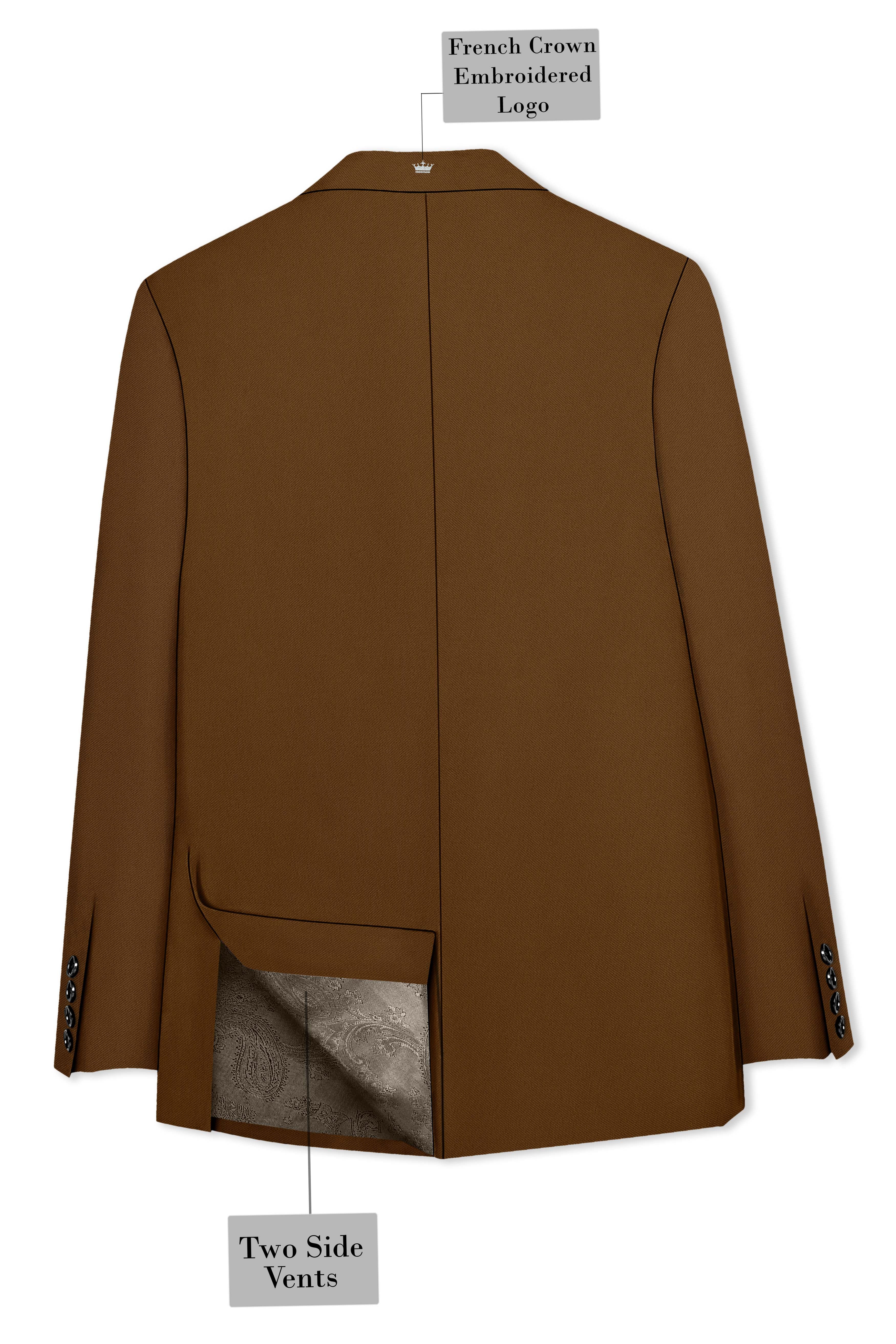 Sienna-Korean Derby Brown 4-Way Stretch Wrinkle-Free Wool Rich Single Breasted Blazer