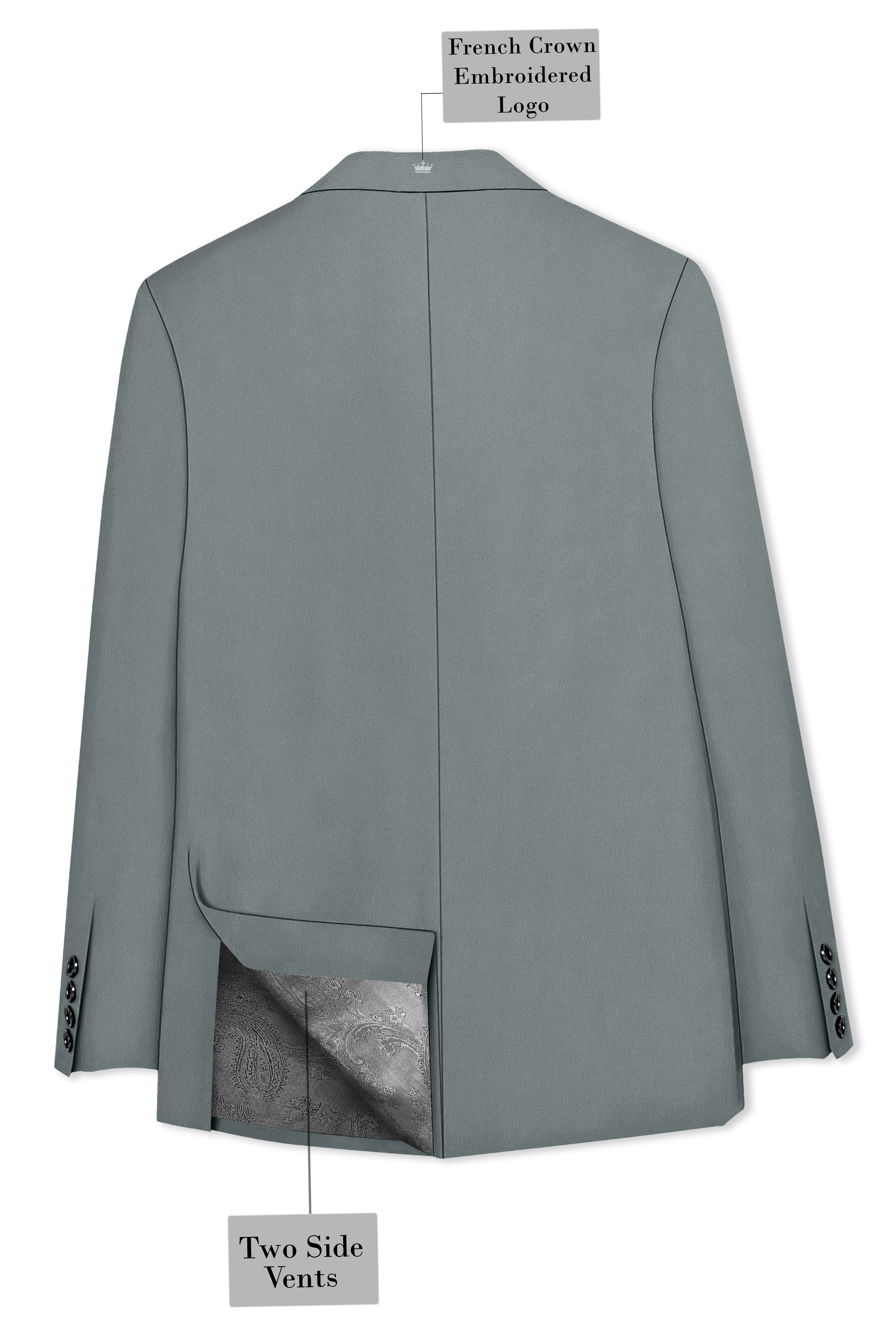 Flexaro-Korean Abbey gray 4-Way Stretch Wrinkle-Free Wool Rich Double Breasted Blazer