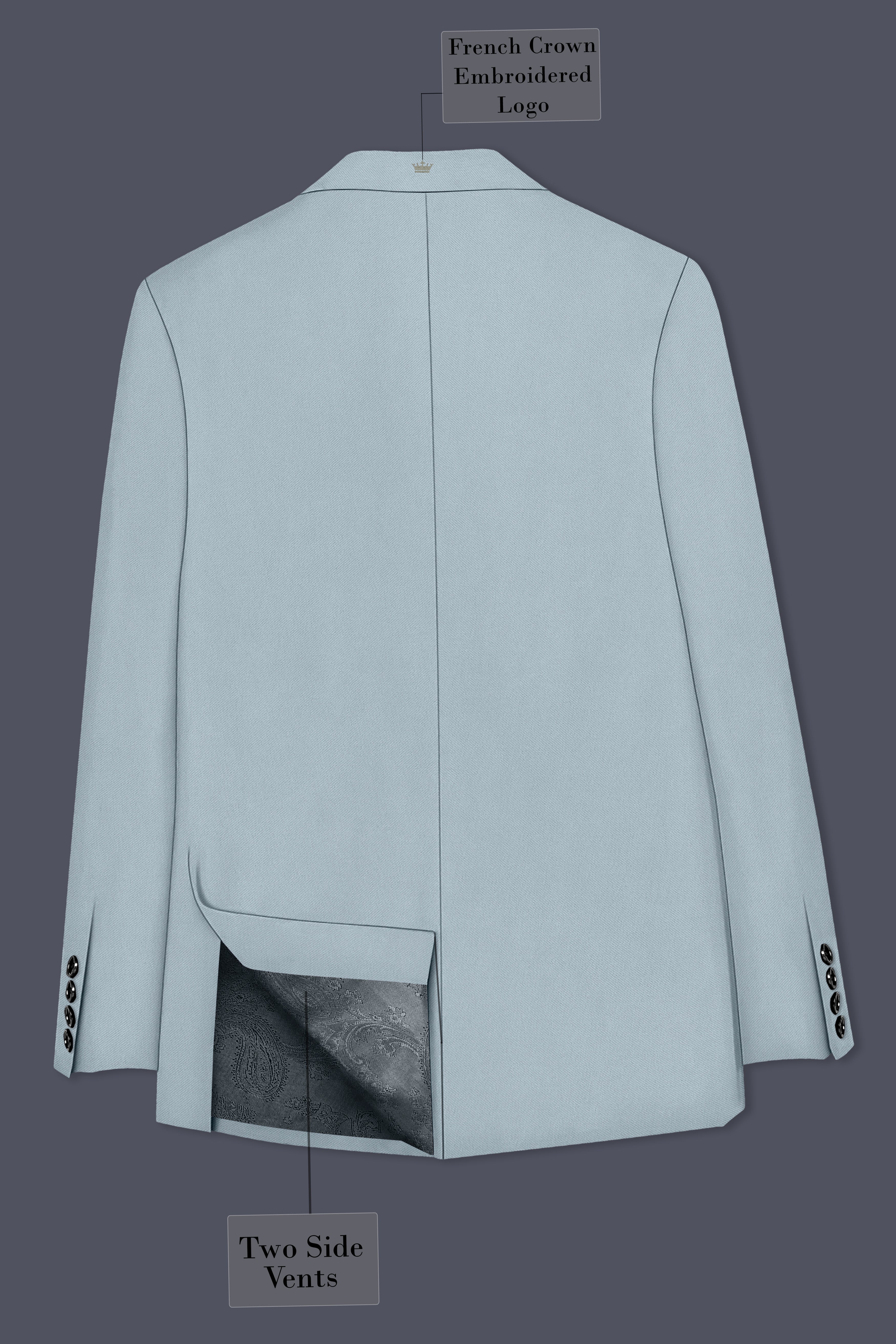 Pewter-Korean Chateau gray 4-Way Stretch Wrinkle-Free Wool Rich Double Breasted Blazer
