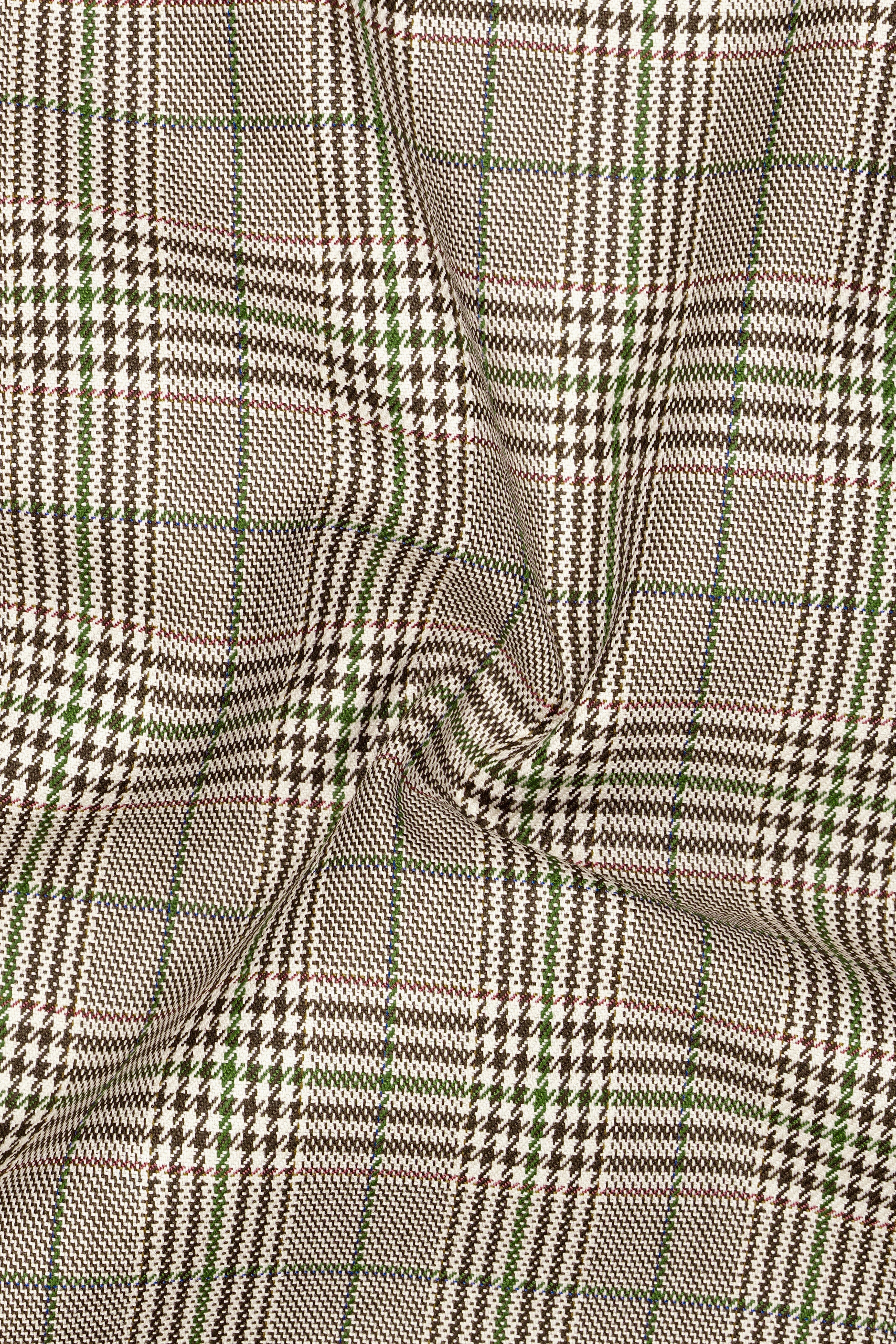 Nawab-Tundora Brown Plaid Wool Rich Bandhgala Blazer