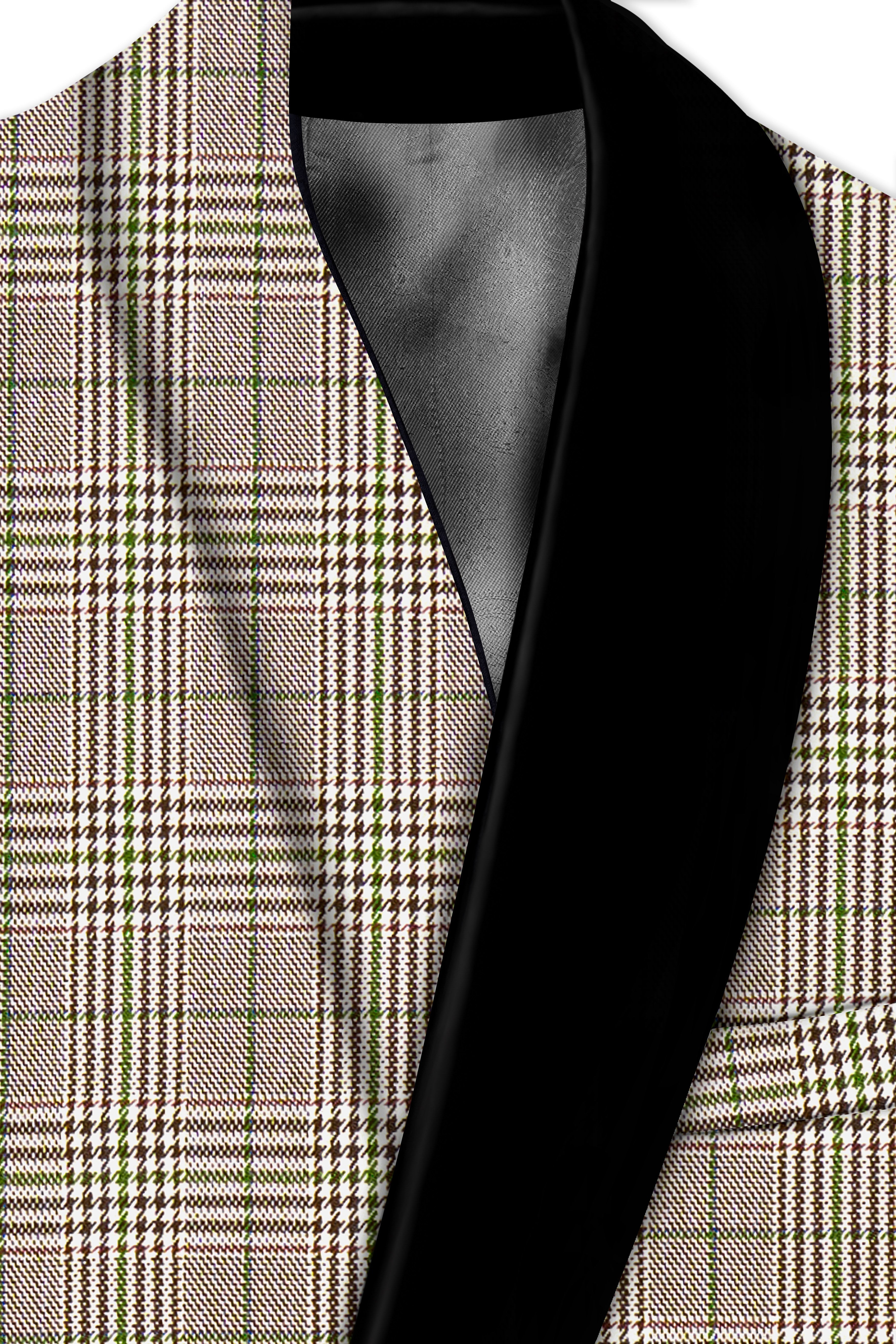 Nawab-Tundora Brown Plaid Wool Rich Tuxedo Blazer