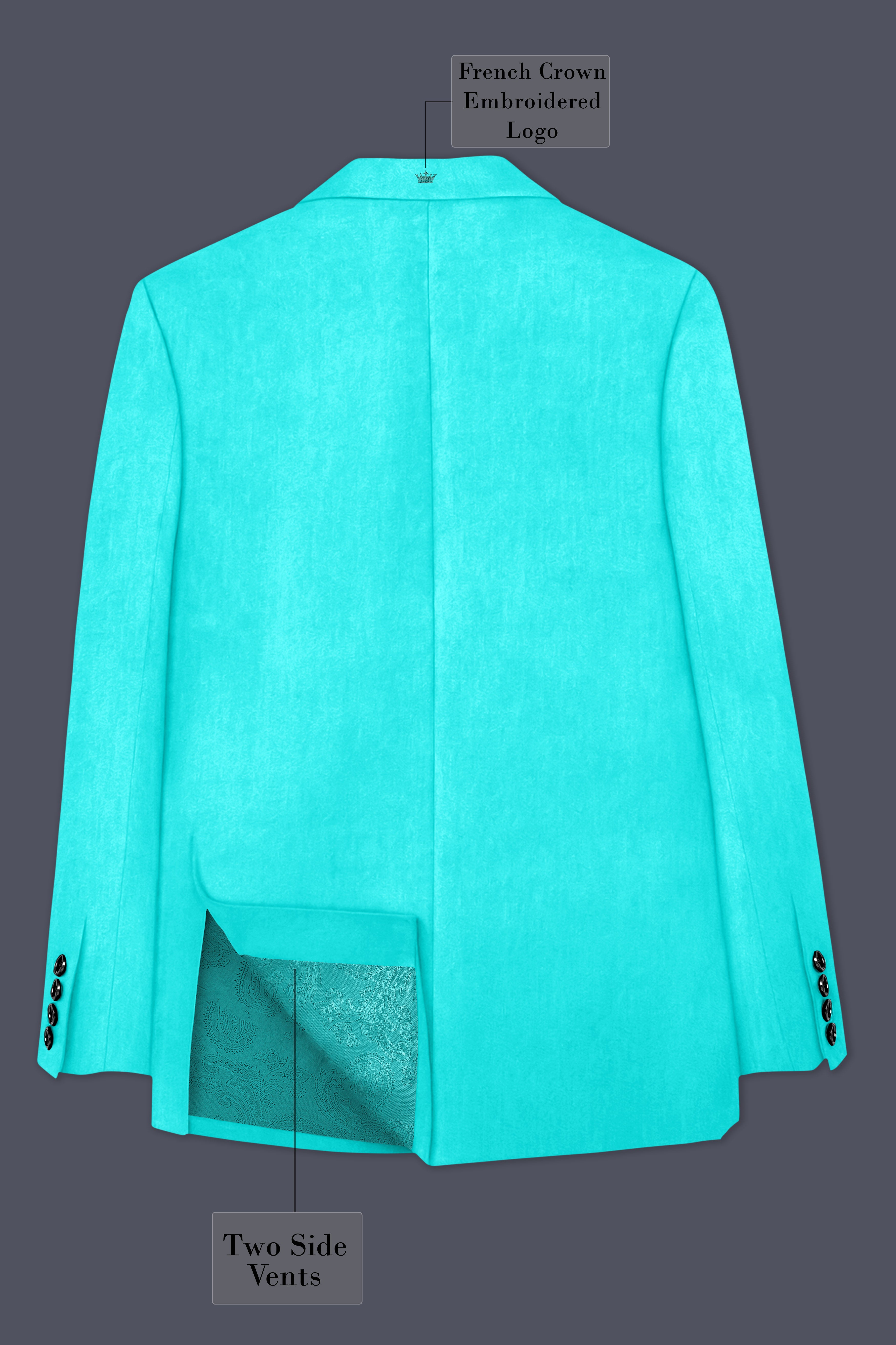 Sovereign-Turquoise Blue Velvet Peak Lapel Tuxedo Blazer