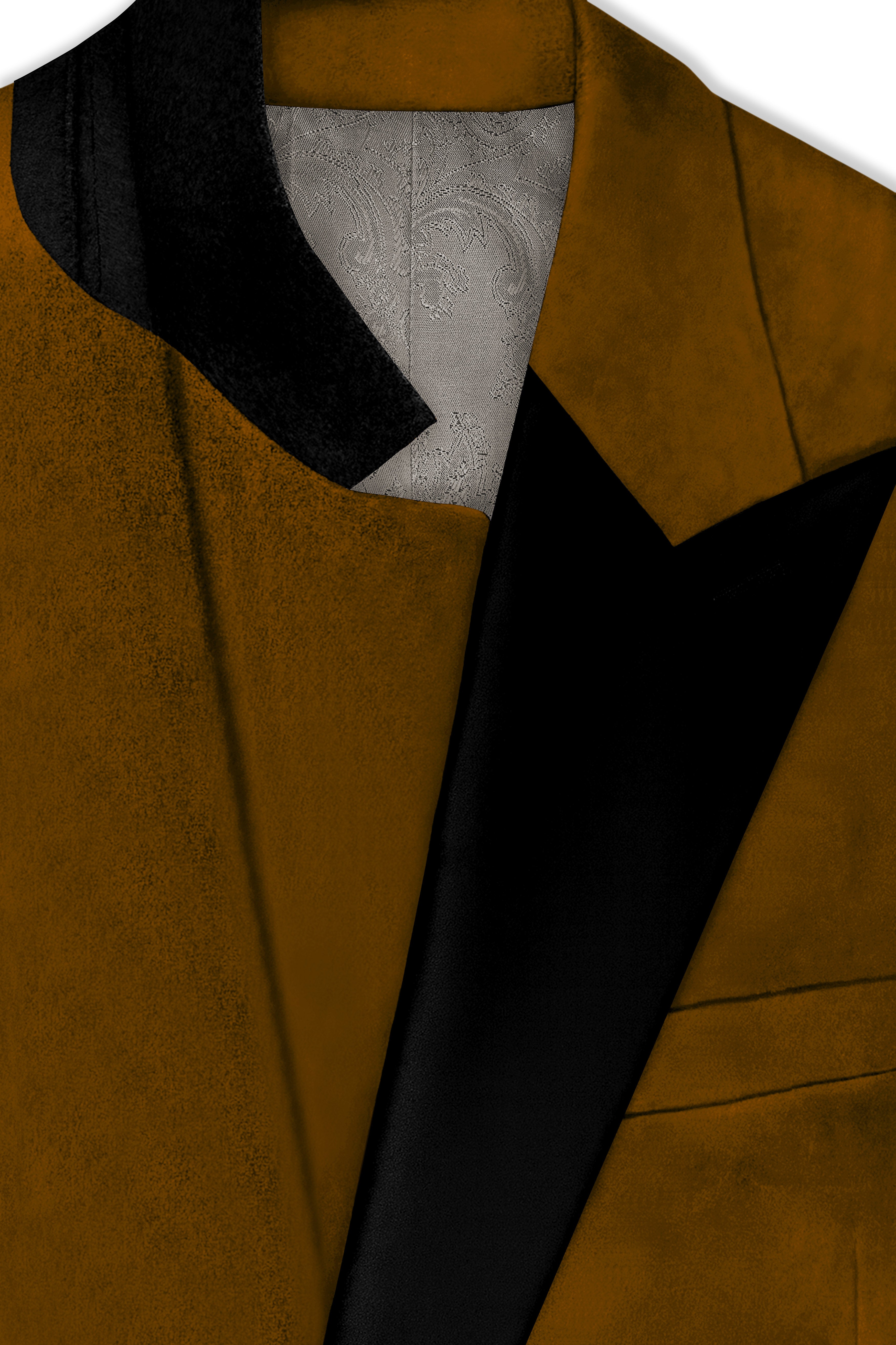 Cavaro-Saddle Brown Velvet Peak Lapel Tuxedo Blazer